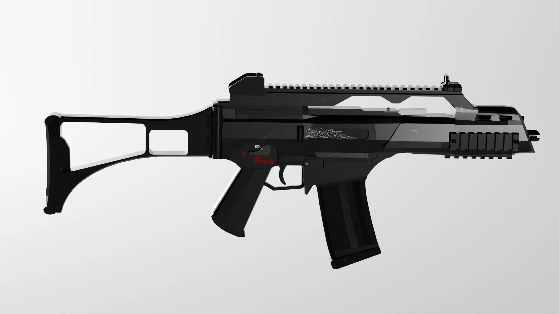 G36C and ammo with accessories Low-poly 3D model_0