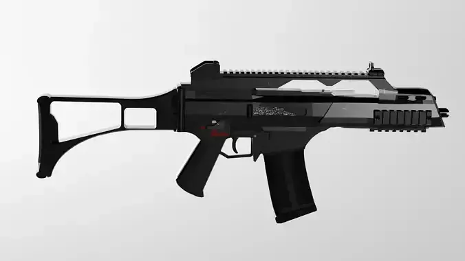 G36C and ammo with accessories Low-poly 3D model