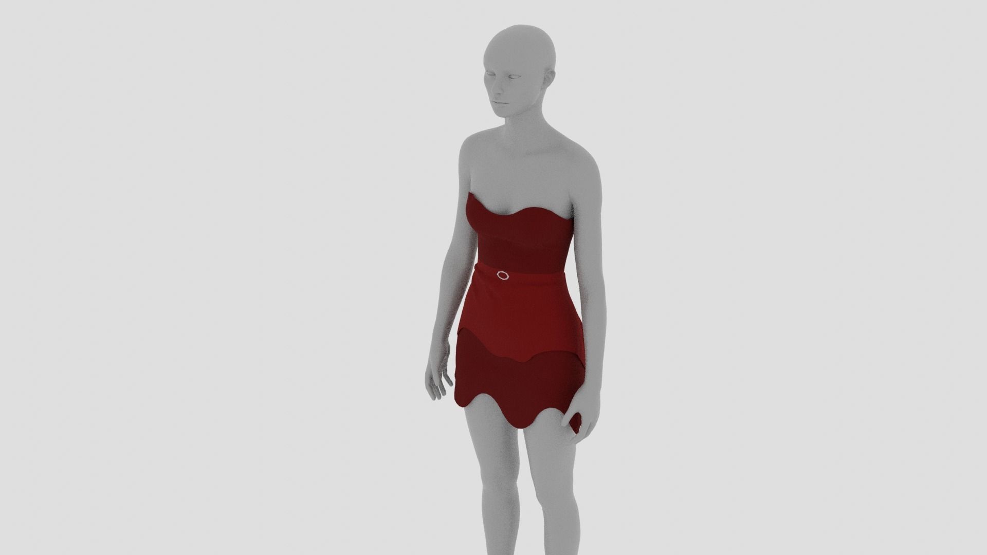 Womens Dress - Female Outfit Clothes Low-poly 3D model_5