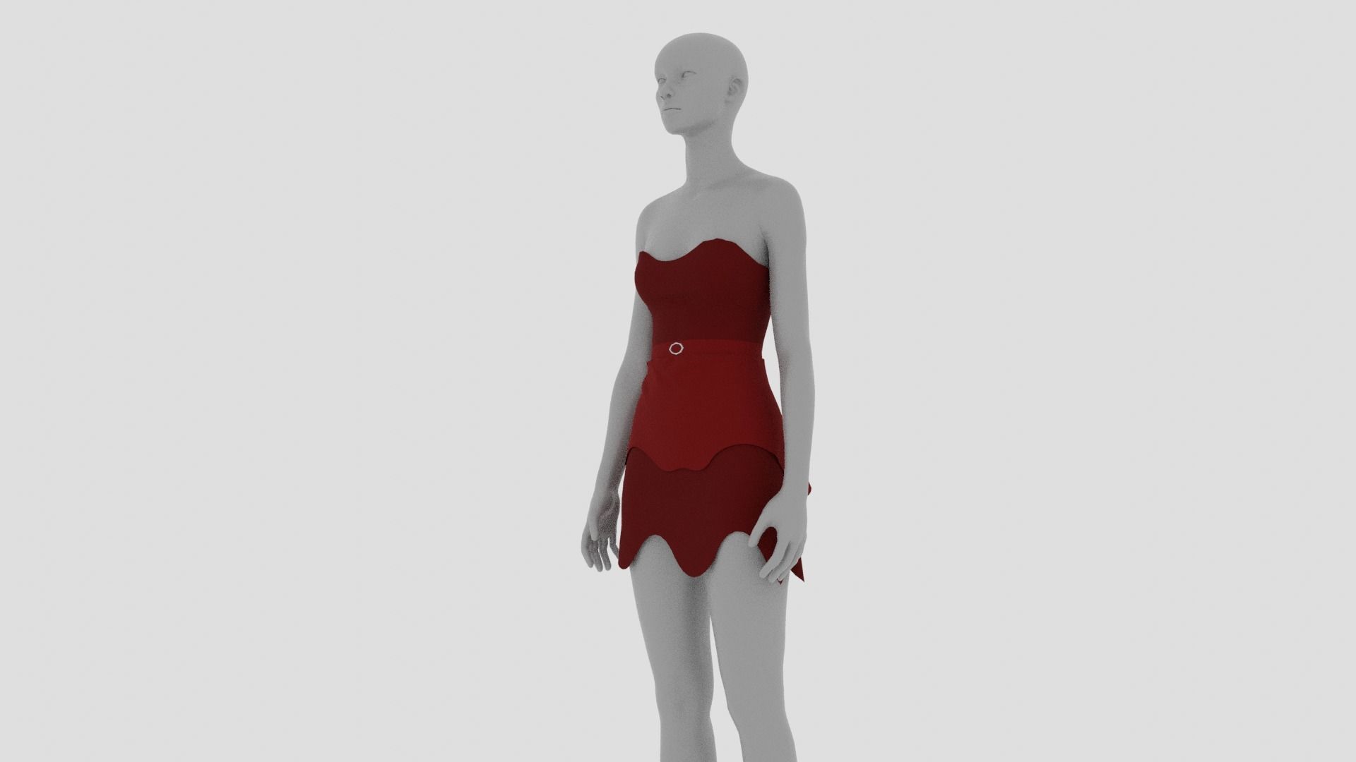 Womens Dress - Female Outfit Clothes Low-poly 3D model_8