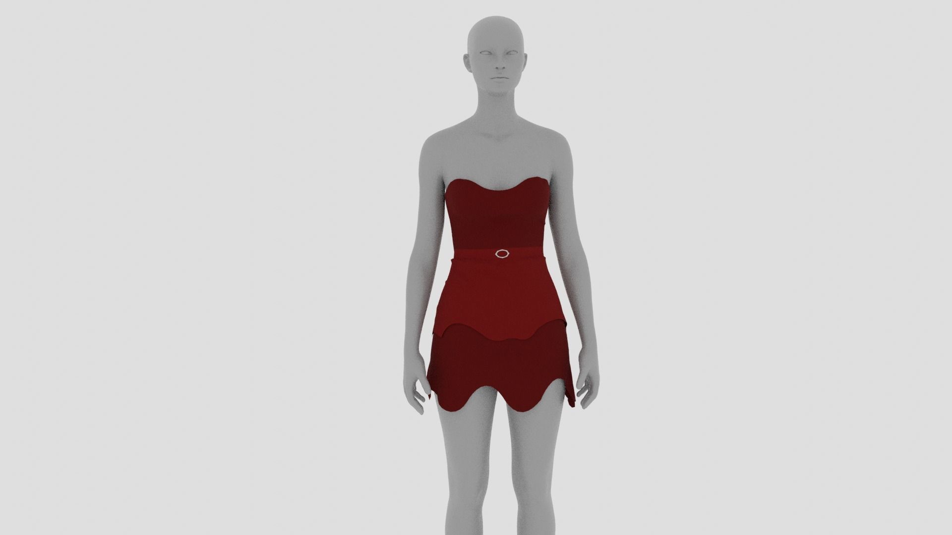 Womens Dress - Female Outfit Clothes Low-poly 3D model_16