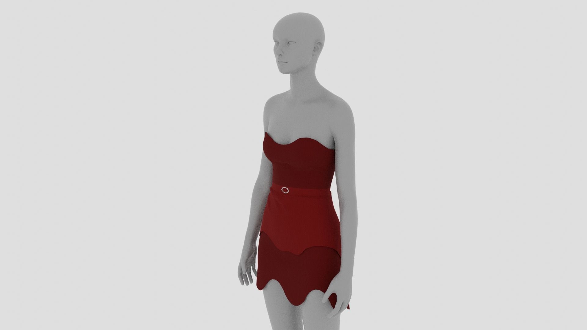 Womens Dress - Female Outfit Clothes Low-poly 3D model_14