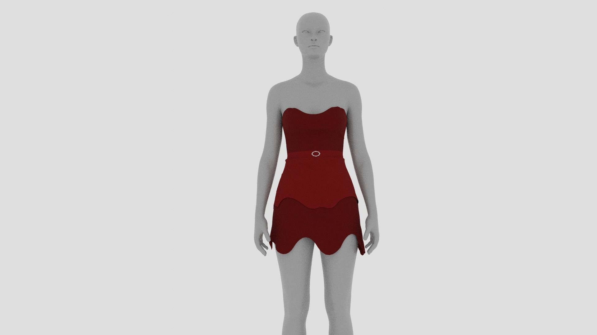 Womens Dress - Female Outfit Clothes Low-poly 3D model_7