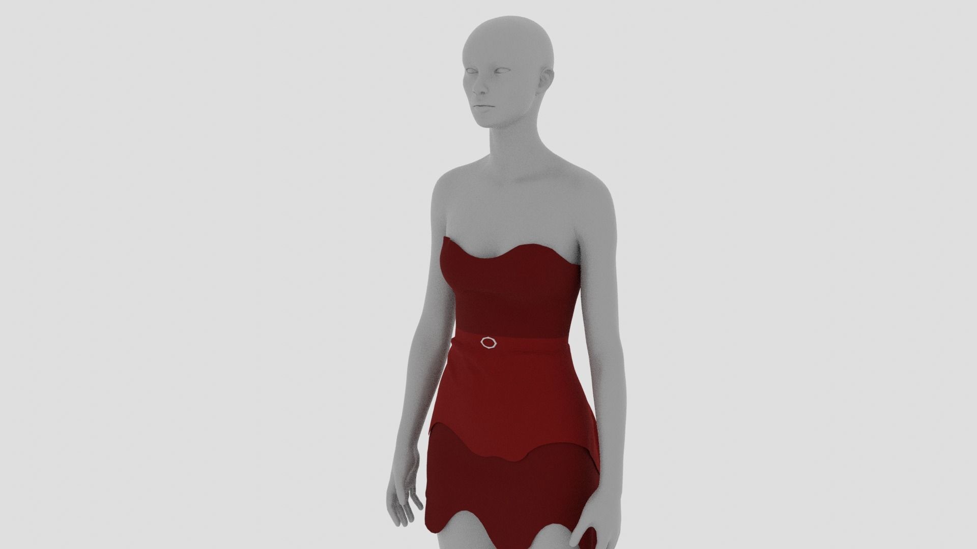 Womens Dress - Female Outfit Clothes Low-poly 3D model_11