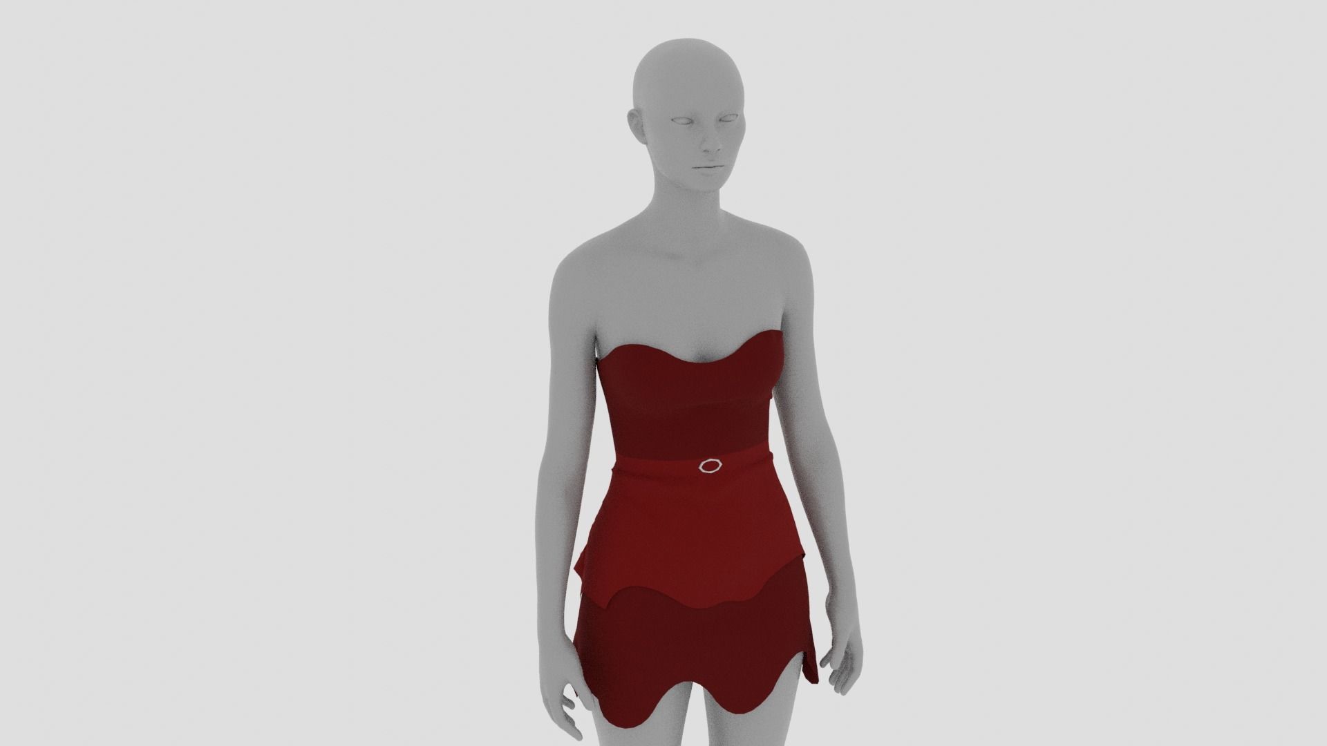 Womens Dress - Female Outfit Clothes Low-poly 3D model_12