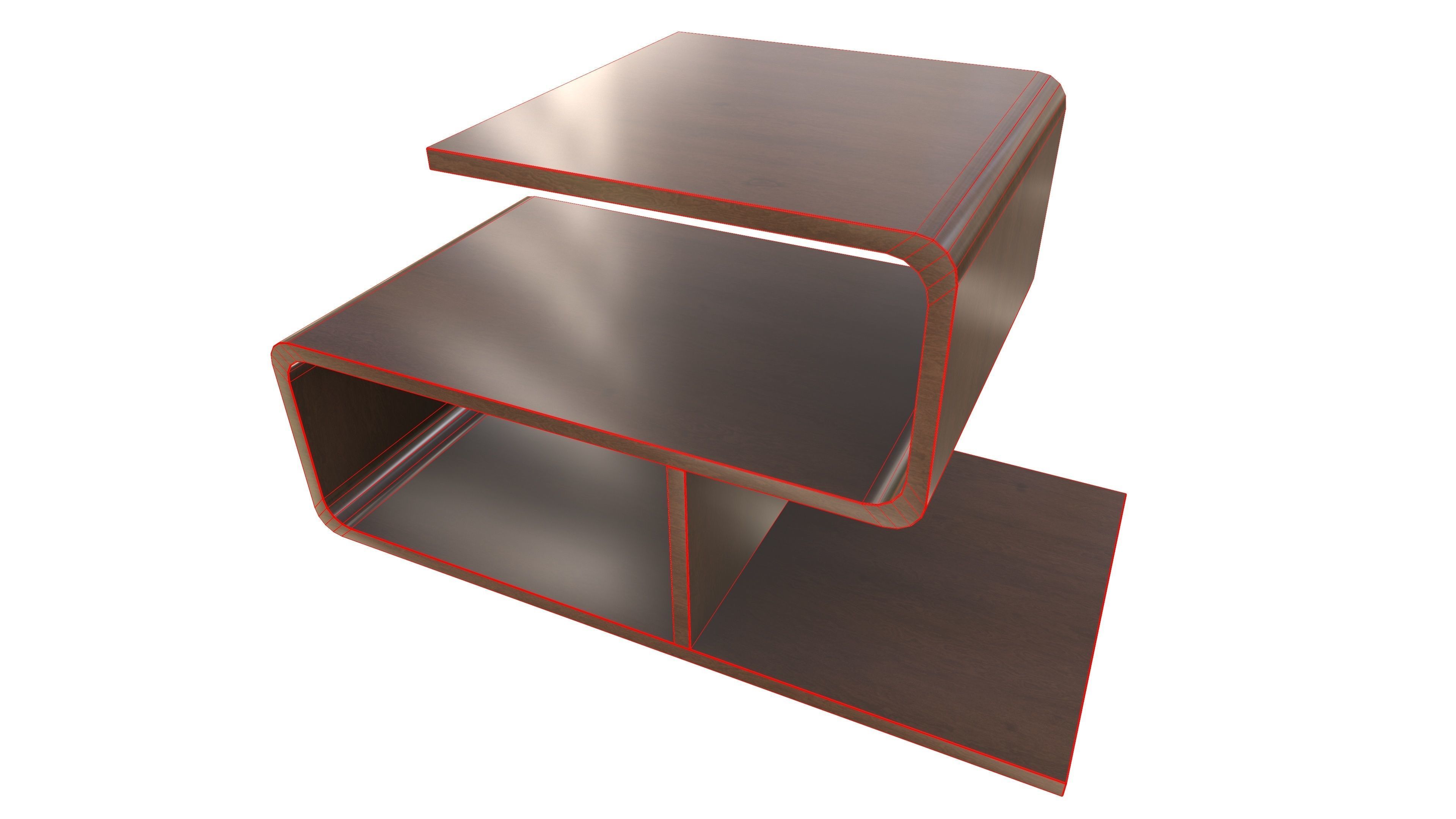 Modern Wooden Shelf AR VR PBR Low-poly 3D model_16