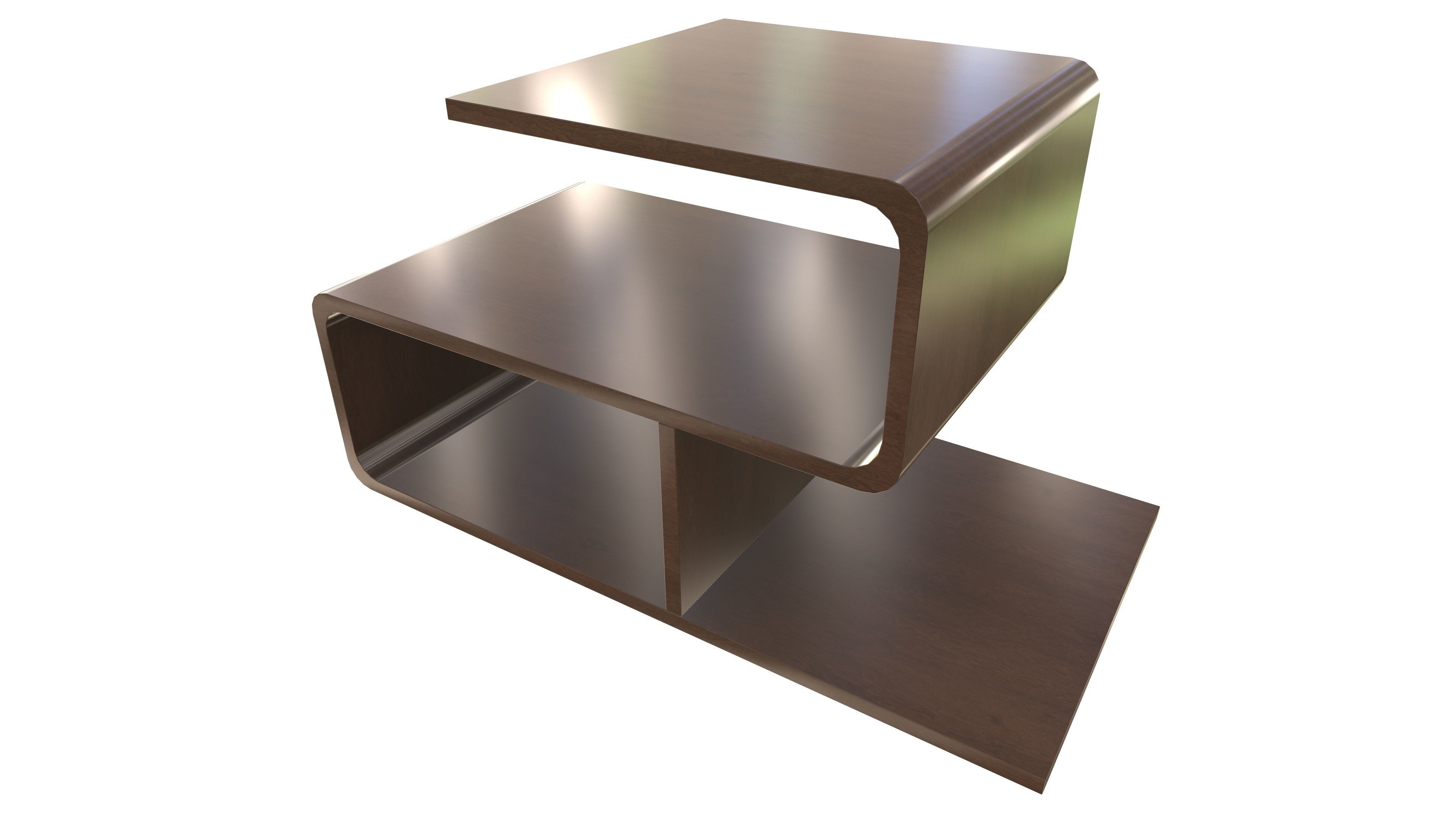 Modern Wooden Shelf AR VR PBR Low-poly 3D model_4