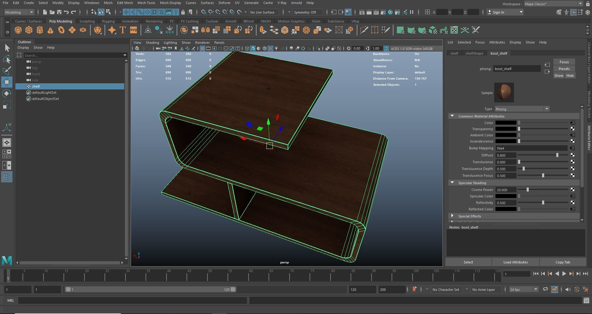 Modern Wooden Shelf AR VR PBR Low-poly 3D model_18