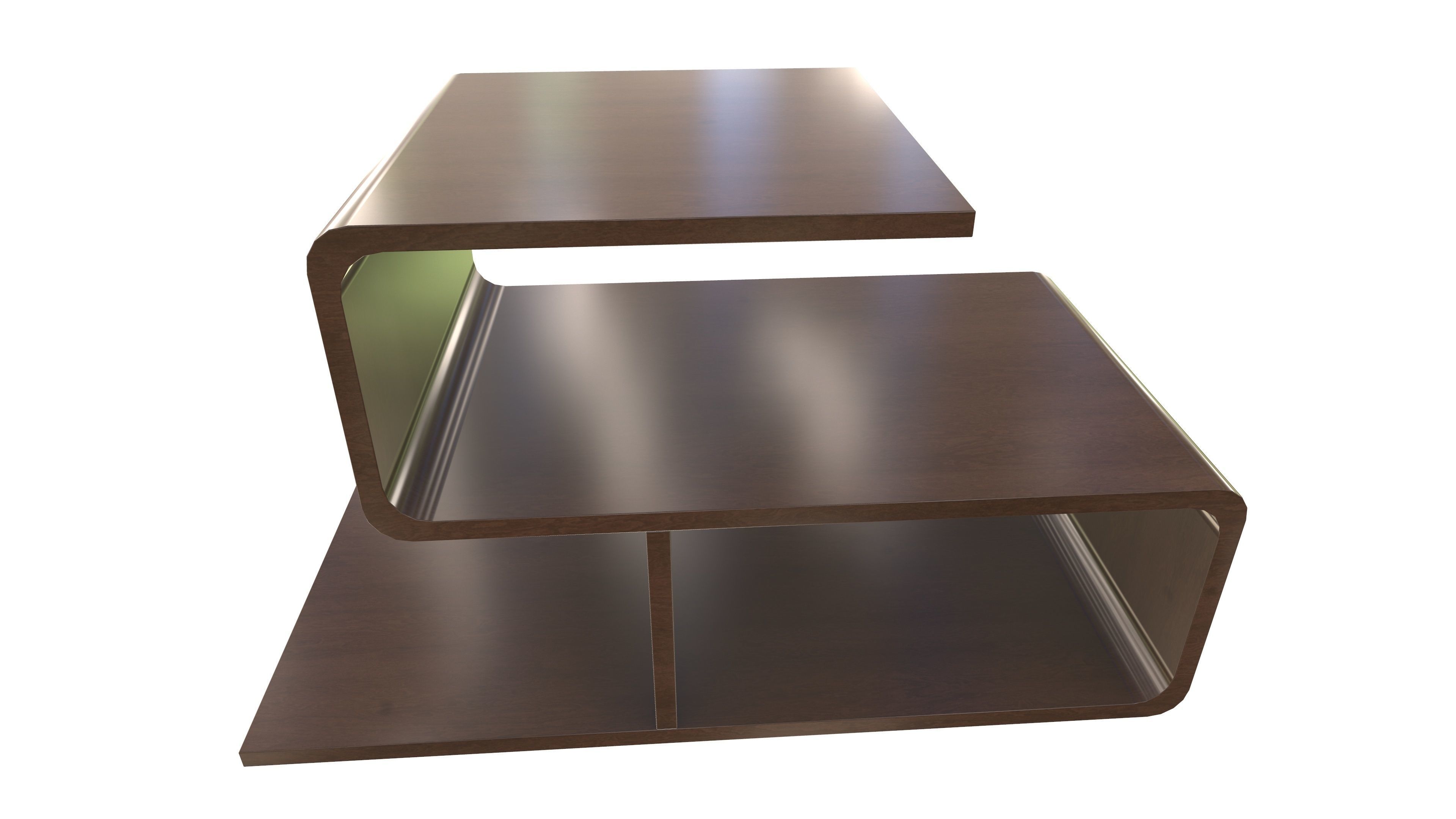 Modern Wooden Shelf AR VR PBR Low-poly 3D model_10