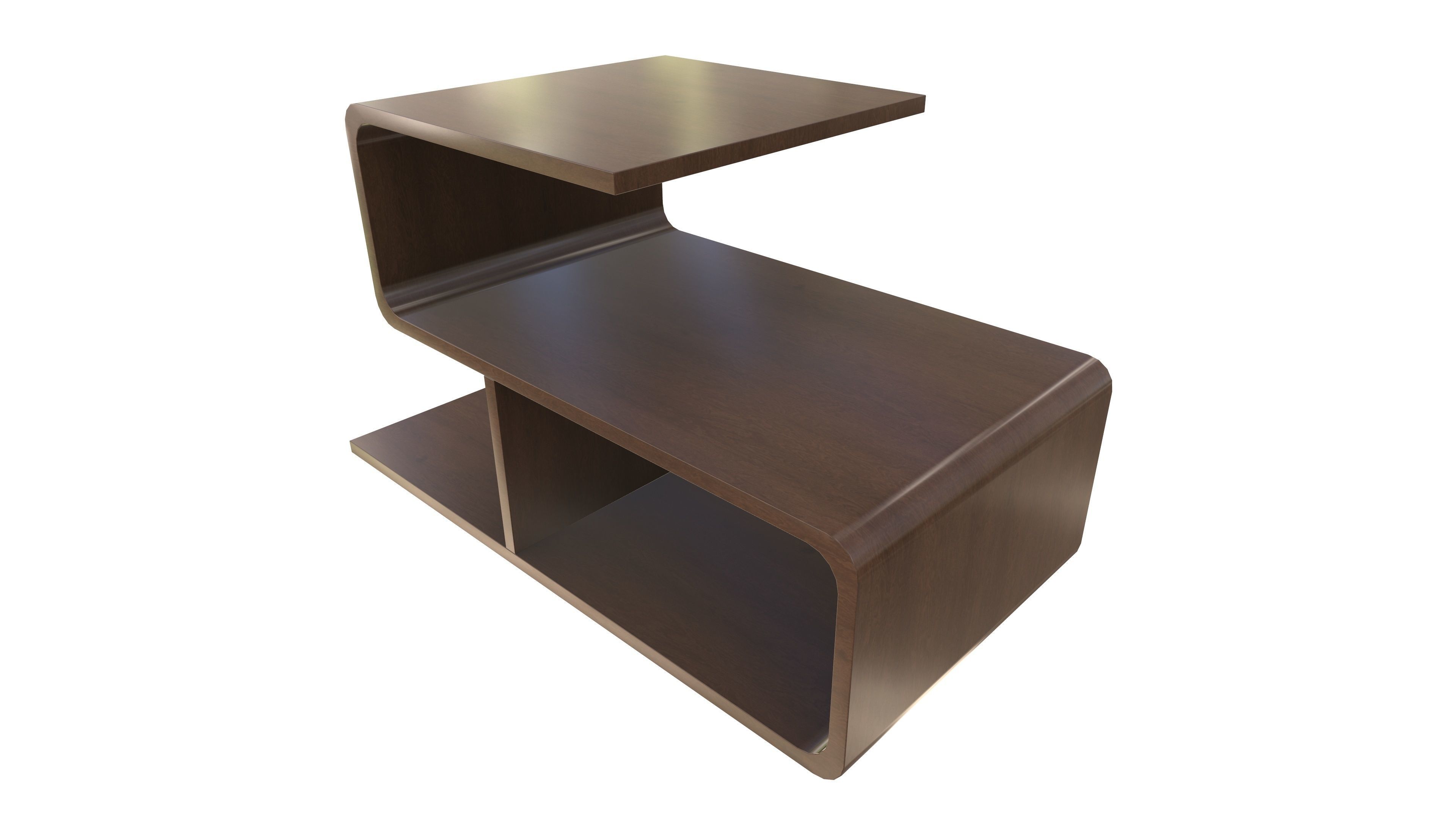 Modern Wooden Shelf AR VR PBR Low-poly 3D model_12