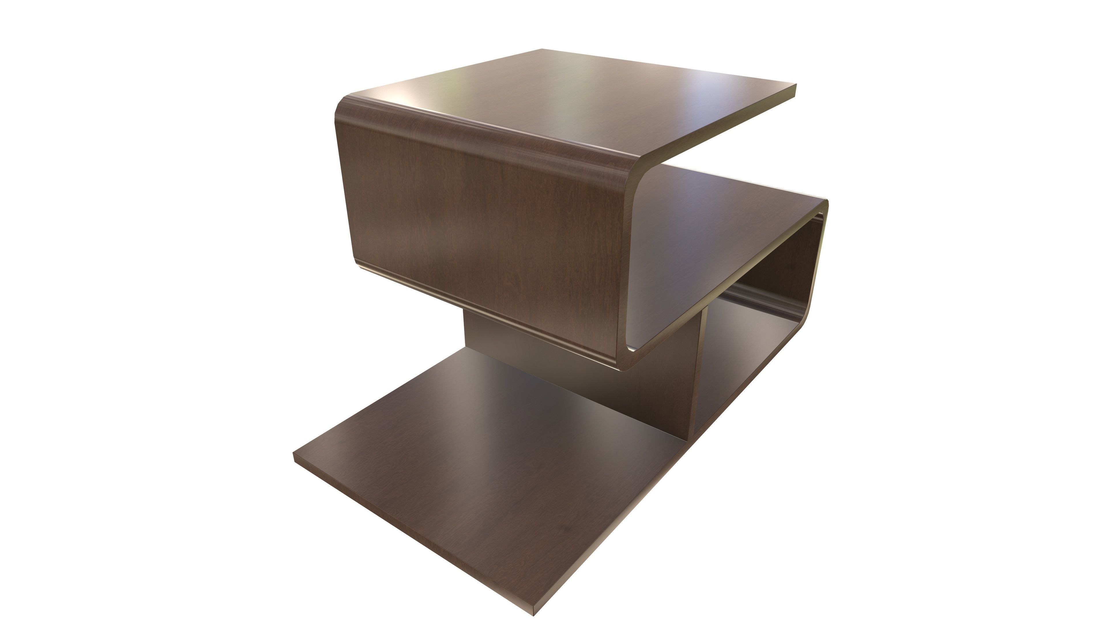 Modern Wooden Shelf AR VR PBR Low-poly 3D model_8