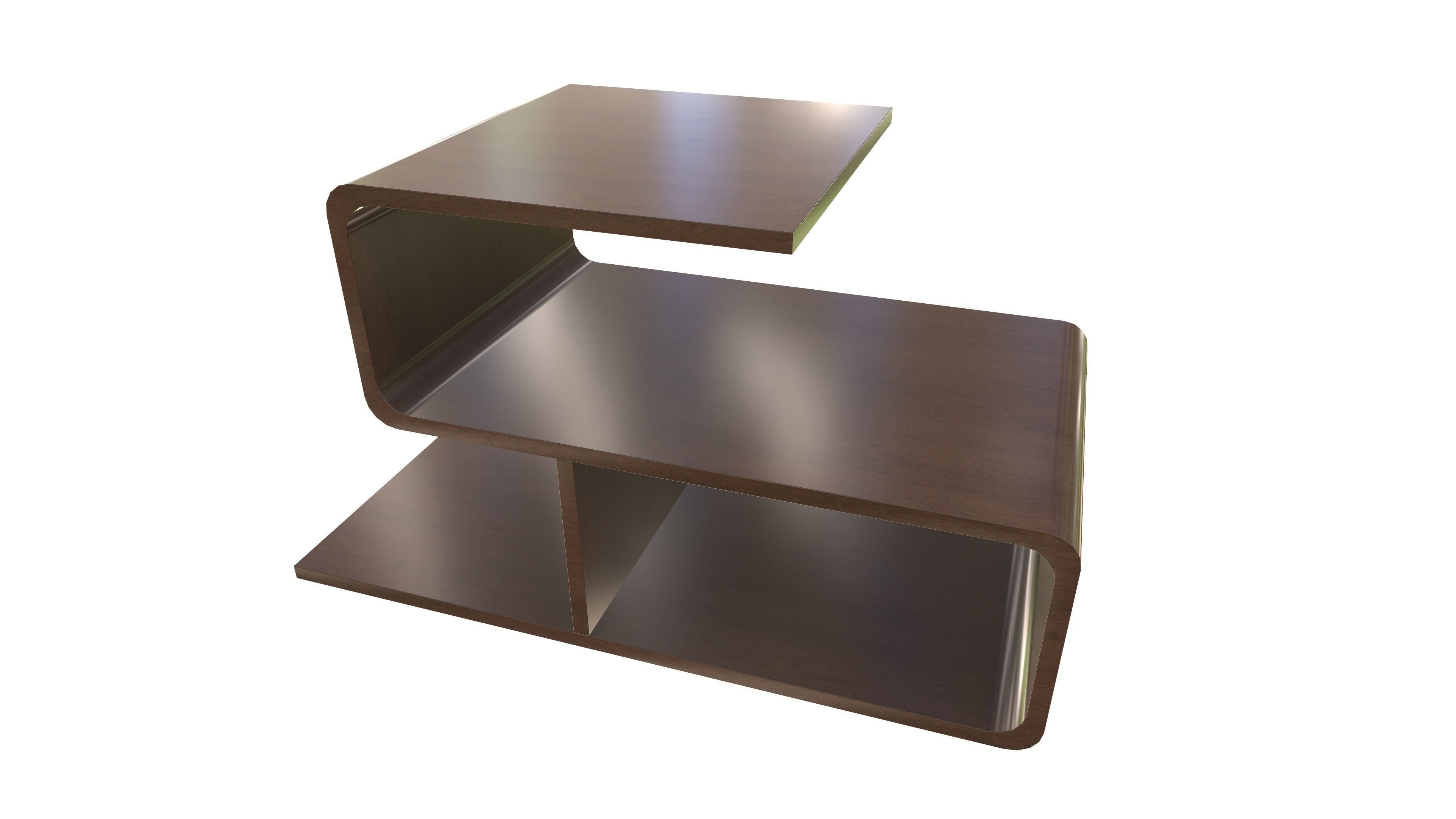 Modern Wooden Shelf AR VR PBR Low-poly 3D model_11