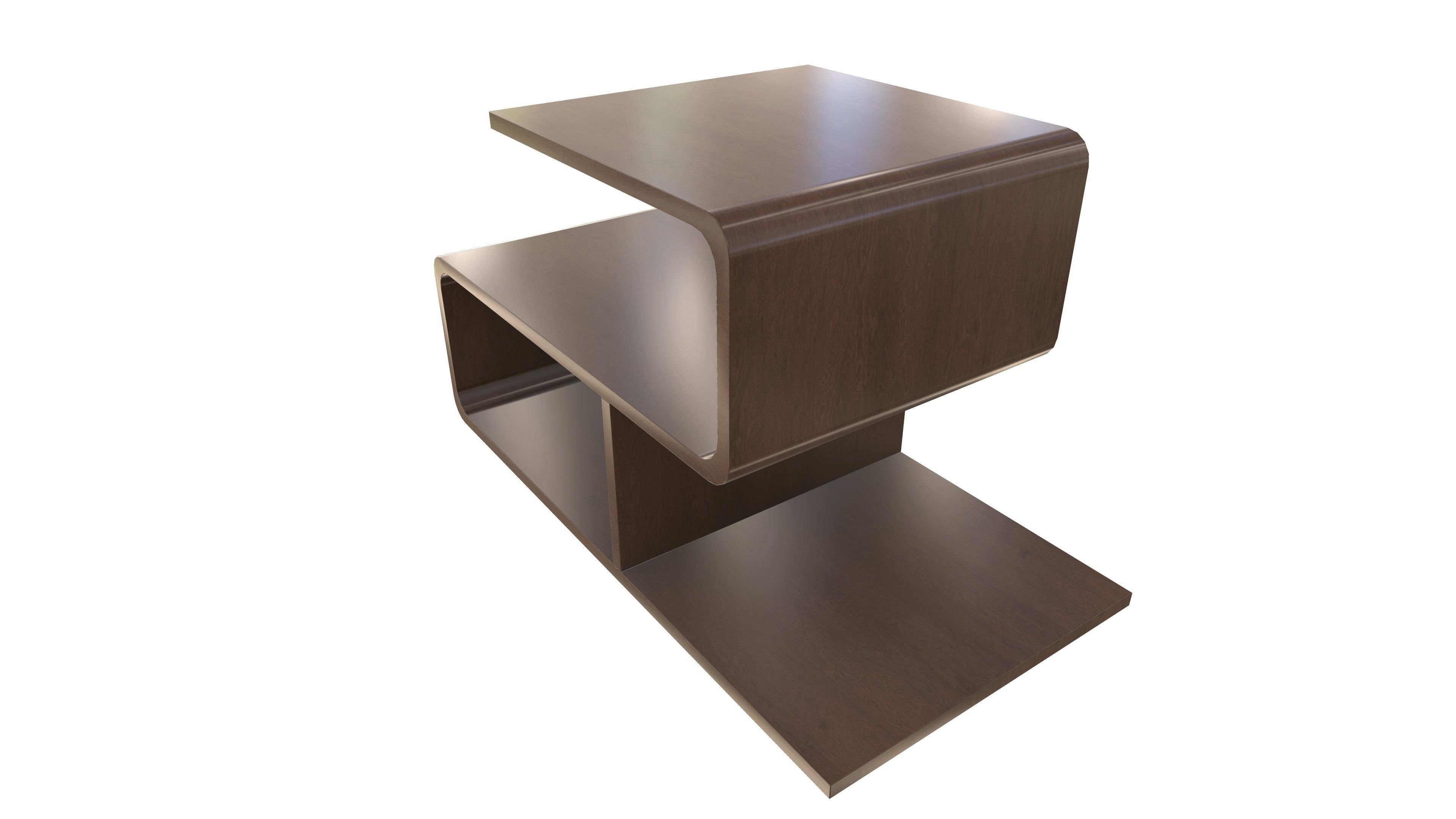 Modern Wooden Shelf AR VR PBR Low-poly 3D model_5