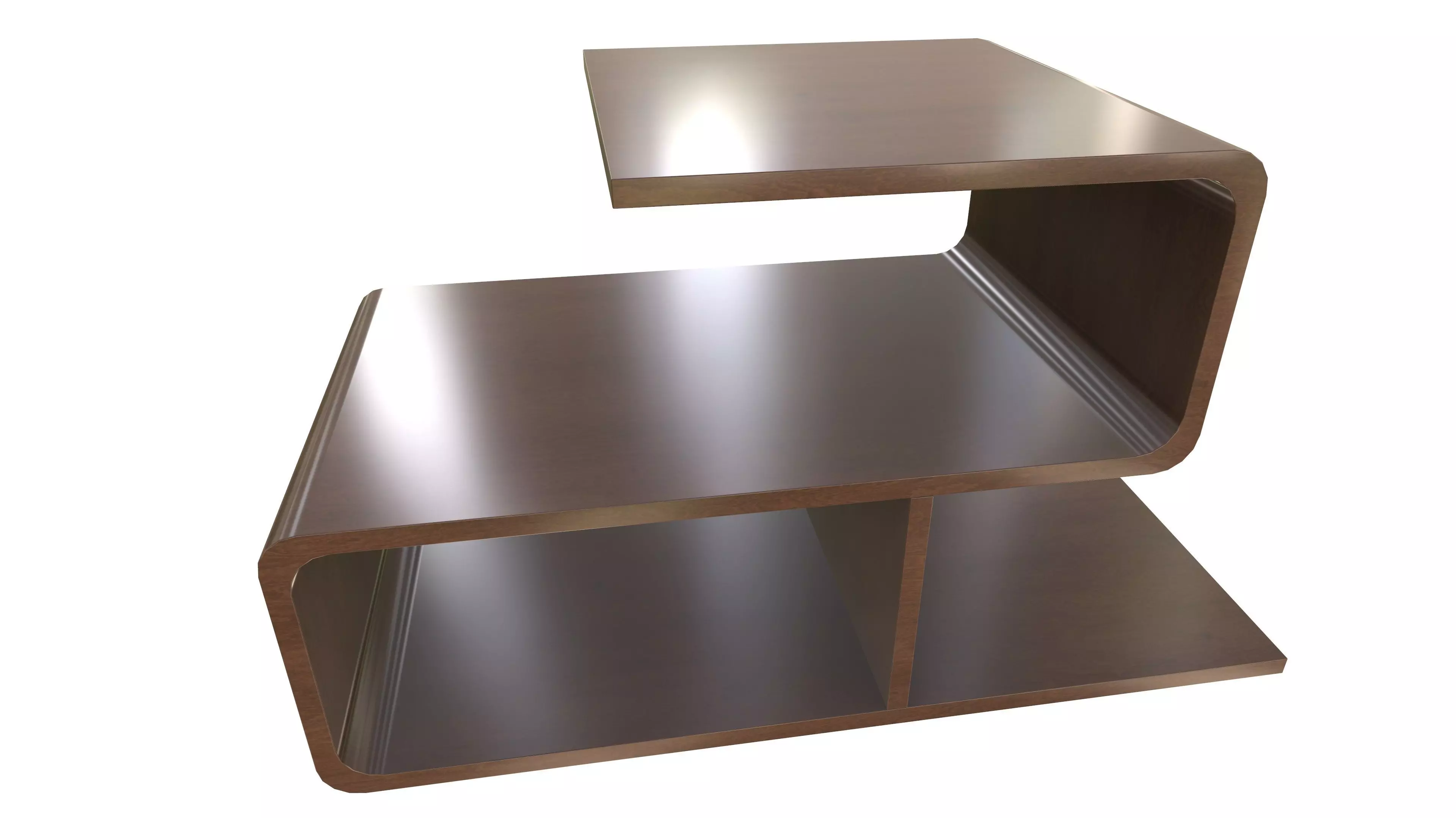 Modern Wooden Shelf AR VR PBR Low-poly 3D model_0