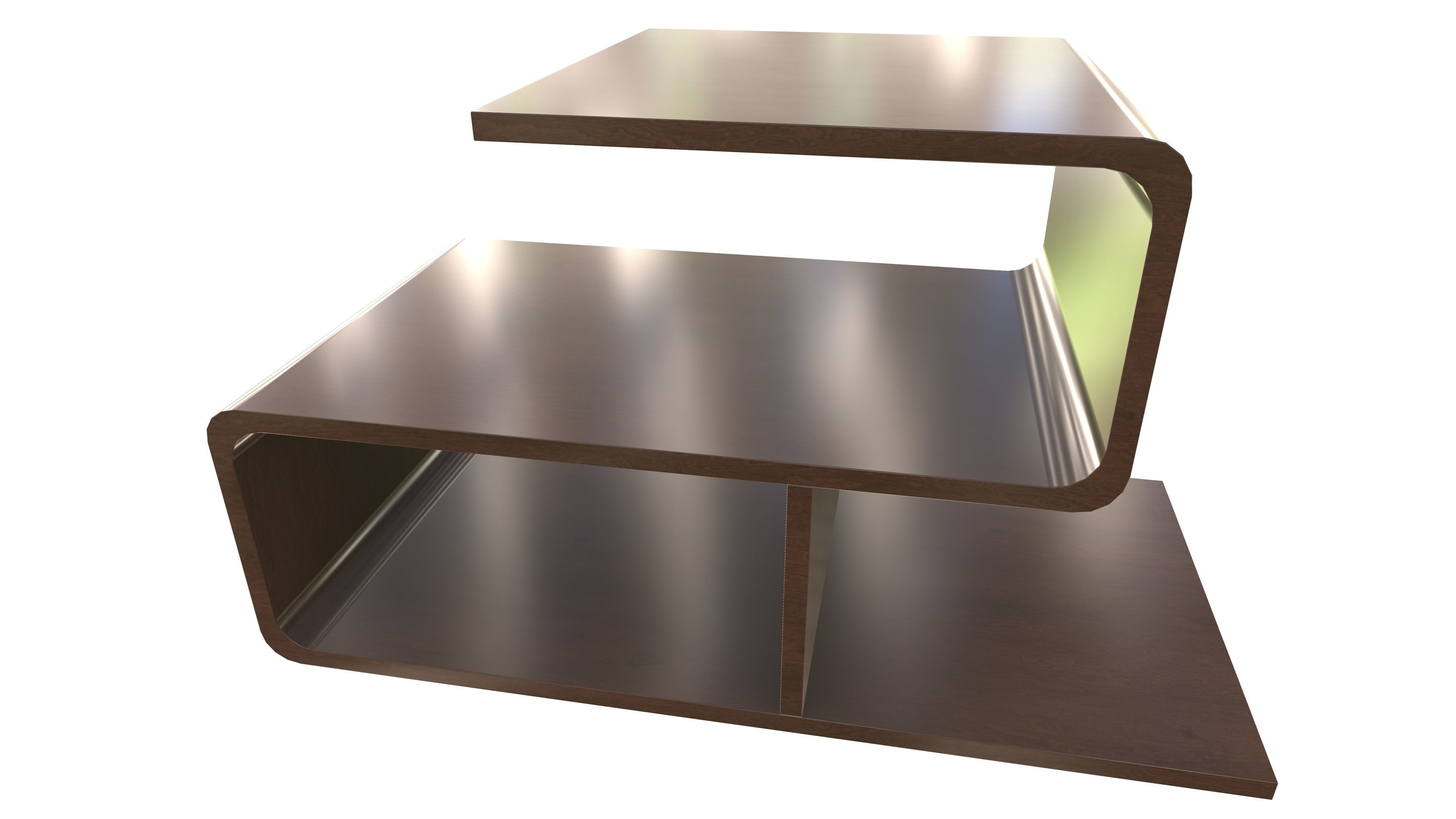 Modern Wooden Shelf AR VR PBR Low-poly 3D model_3