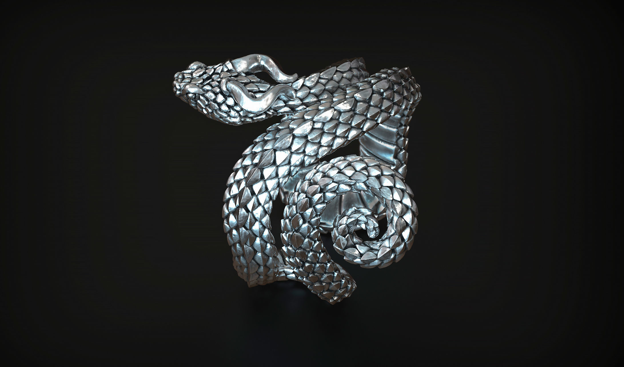 Viper Snake Ring 3D print model_5