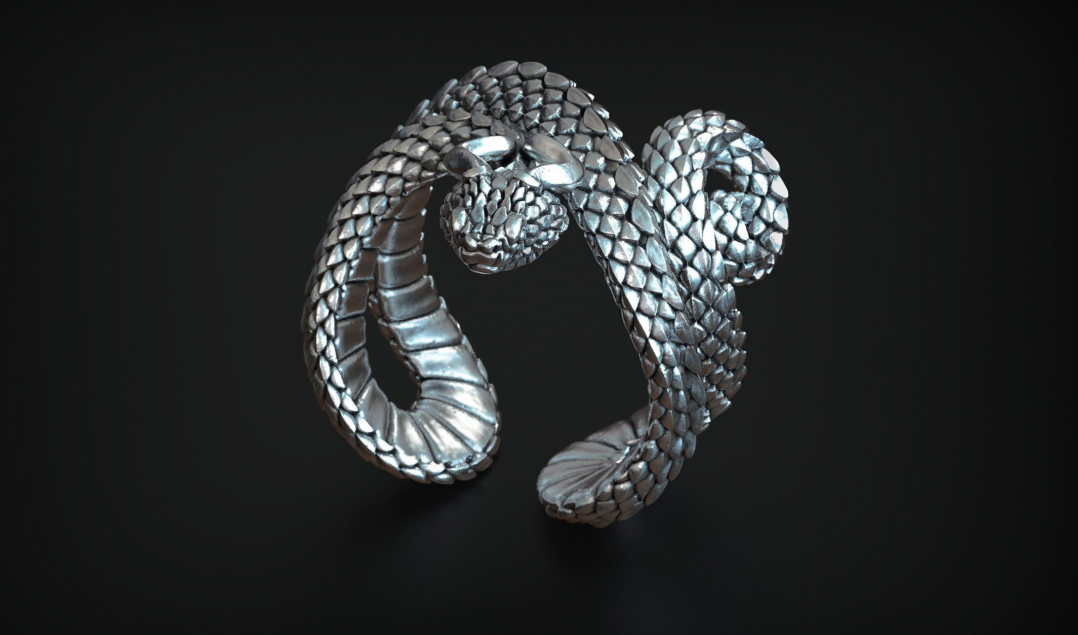 Viper Snake Ring 3D print model_7
