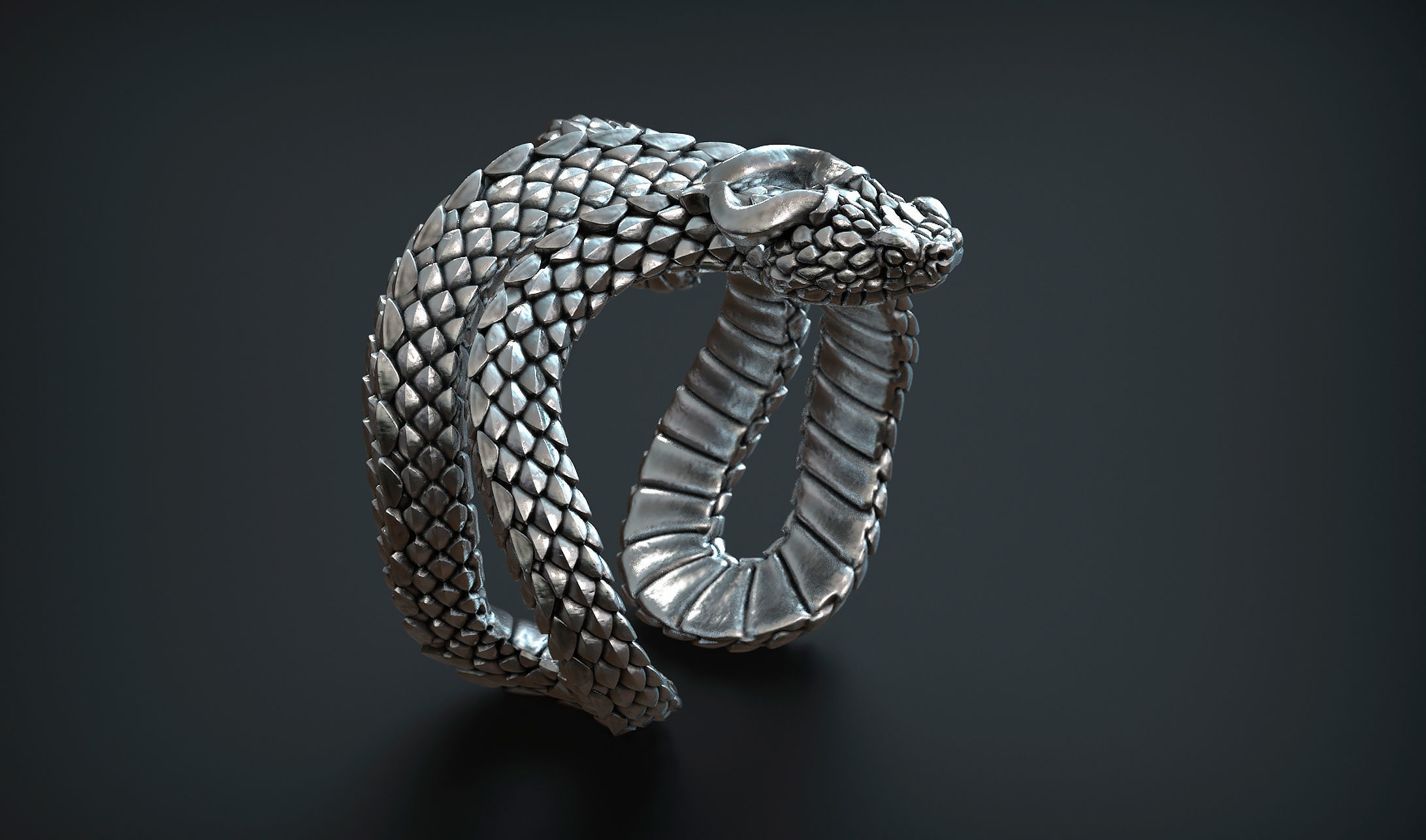 Viper Snake Ring 3D print model_8