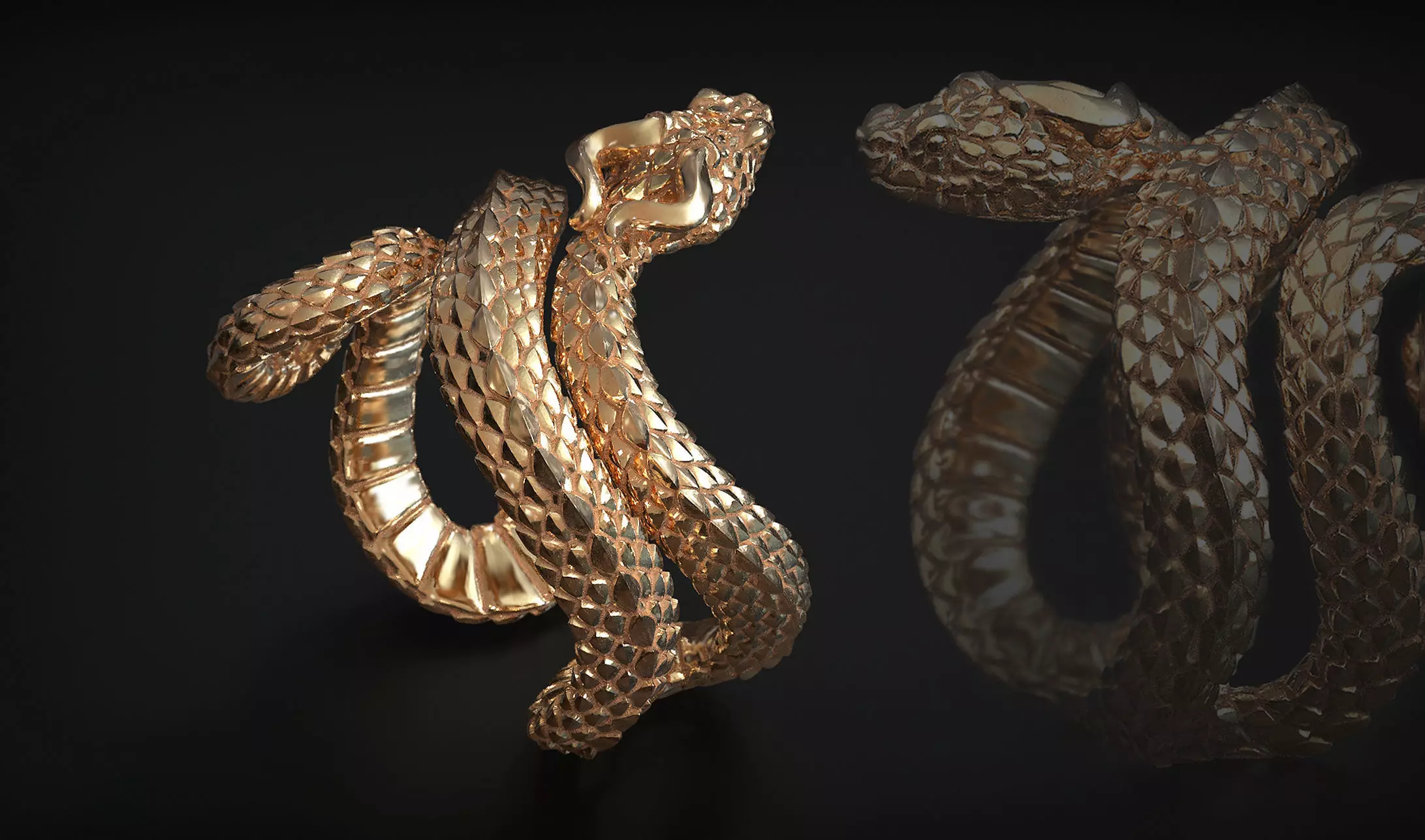 Viper Snake Ring 3D print model_0