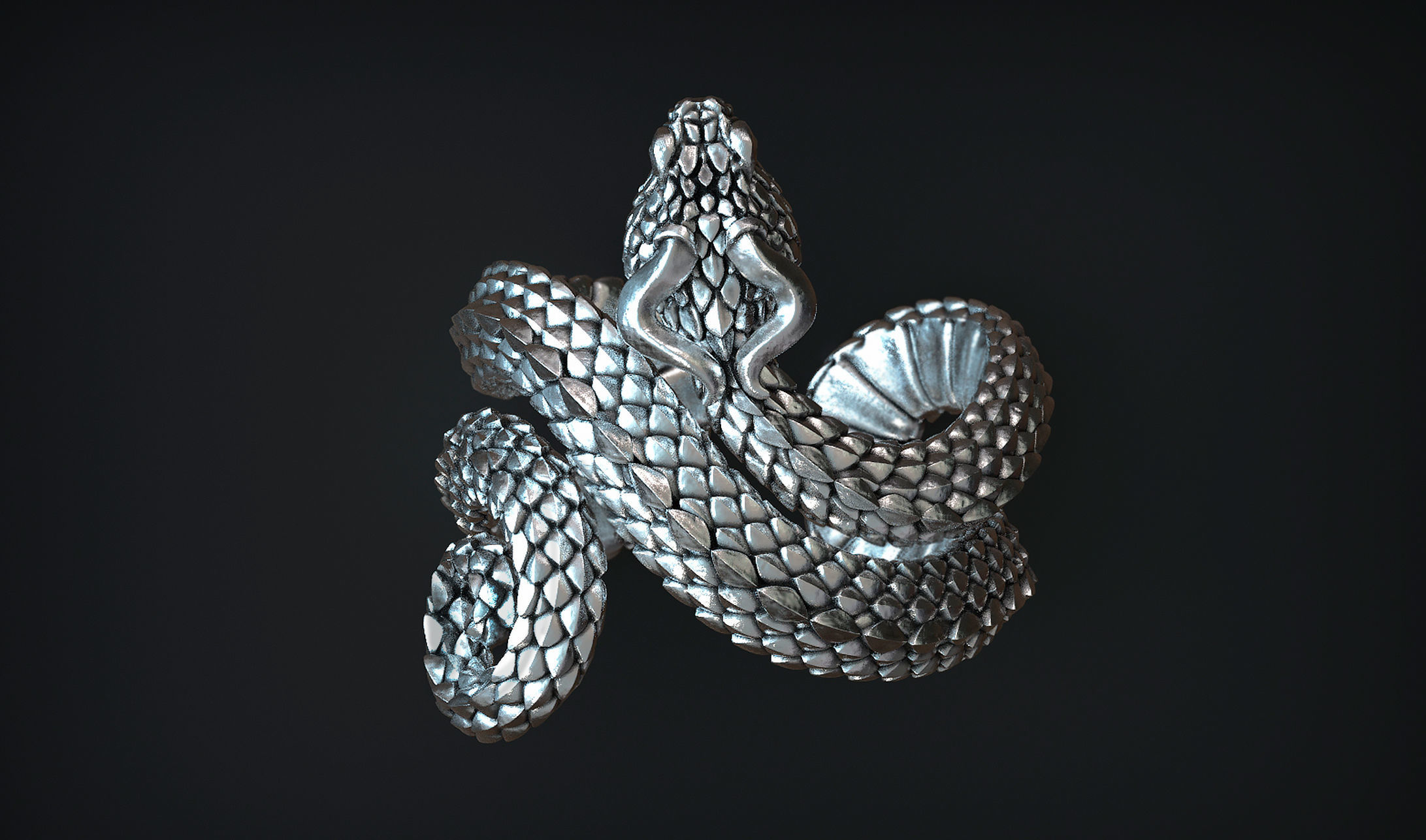 Viper Snake Ring 3D print model_4