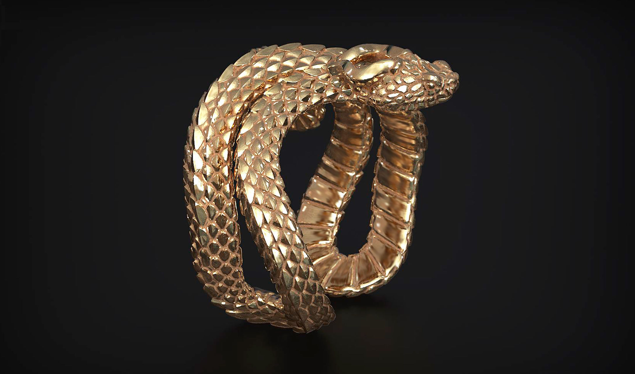 Viper Snake Ring 3D print model_3