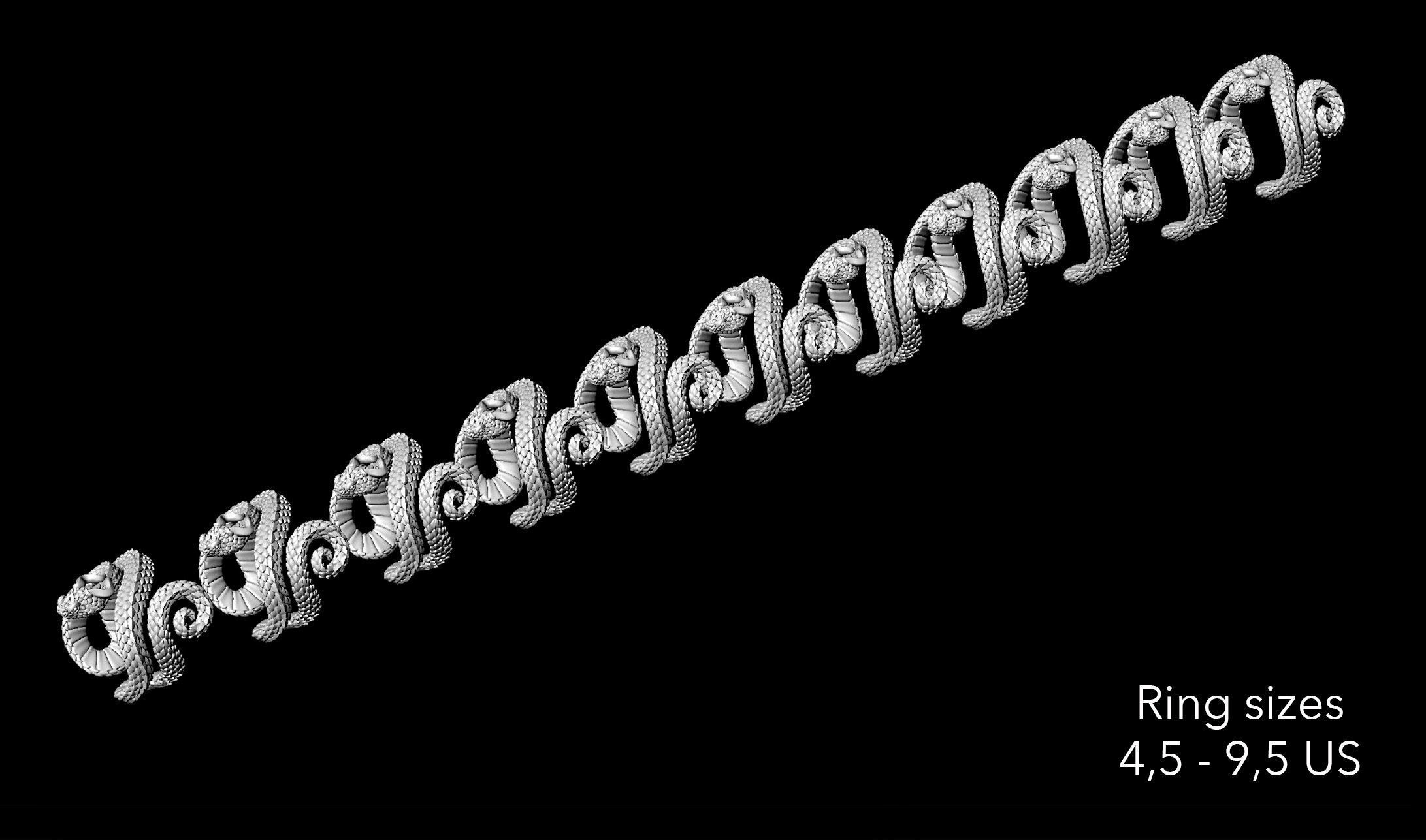 Viper Snake Ring 3D print model_14