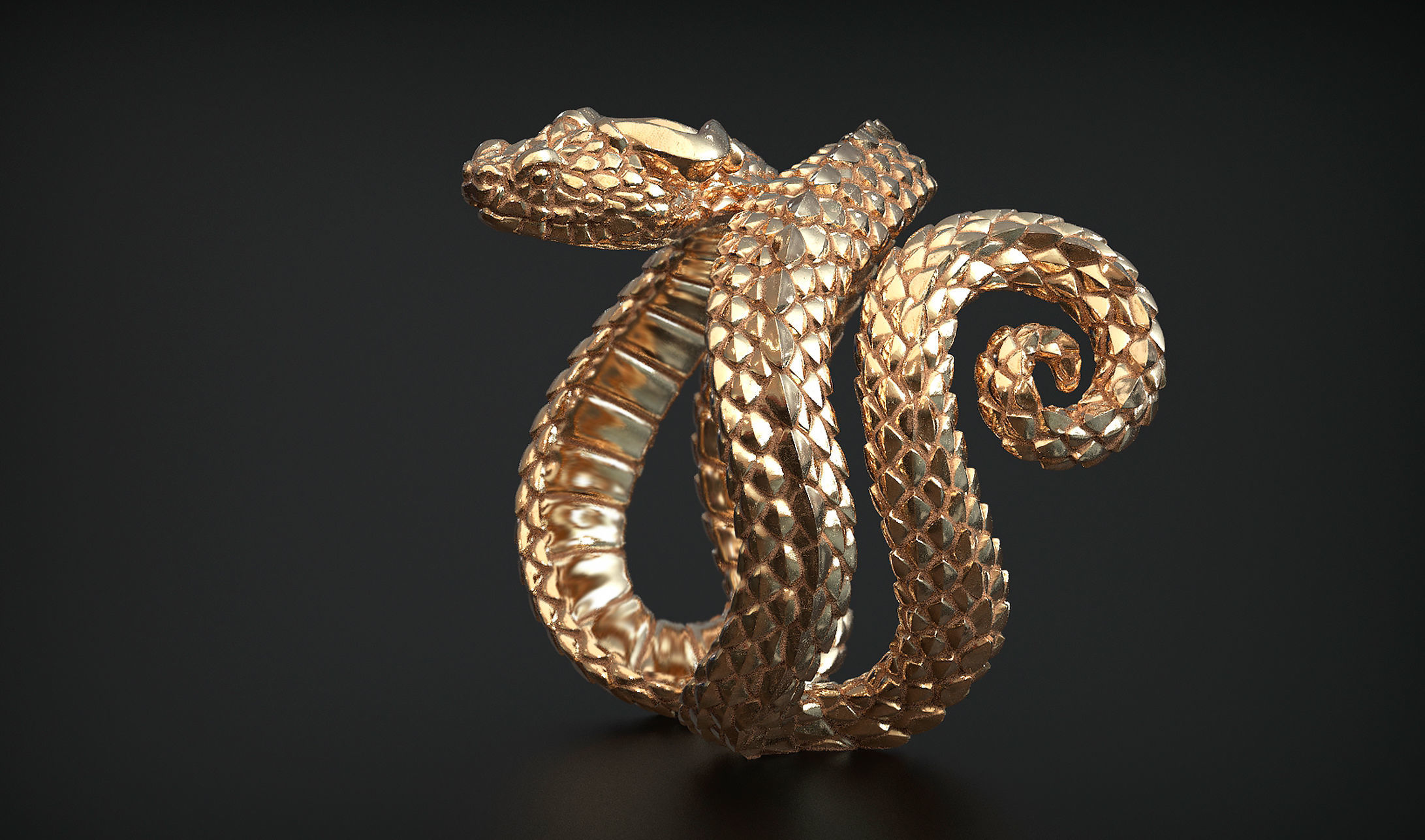 Viper Snake Ring 3D print model_1