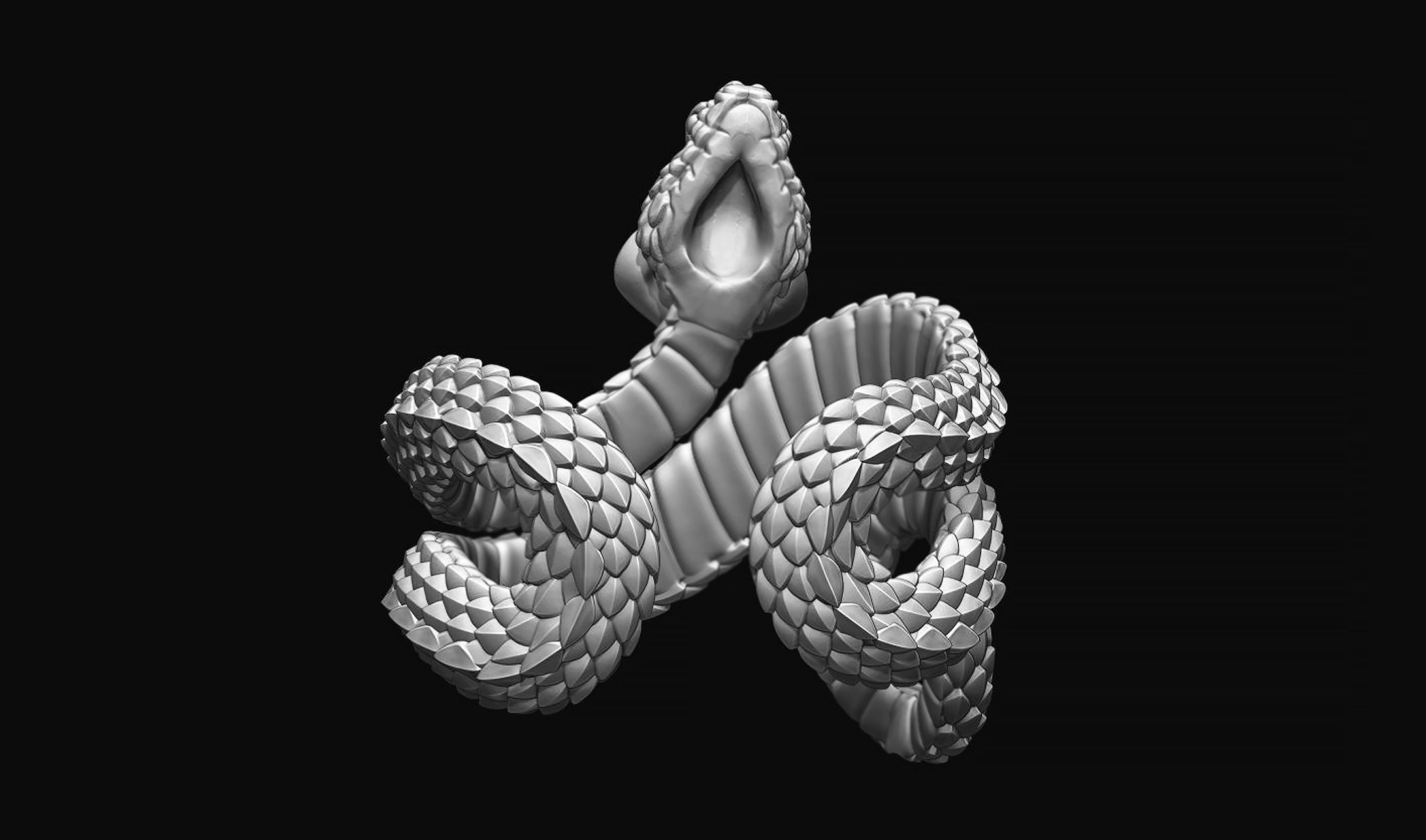 Viper Snake Ring 3D print model_13