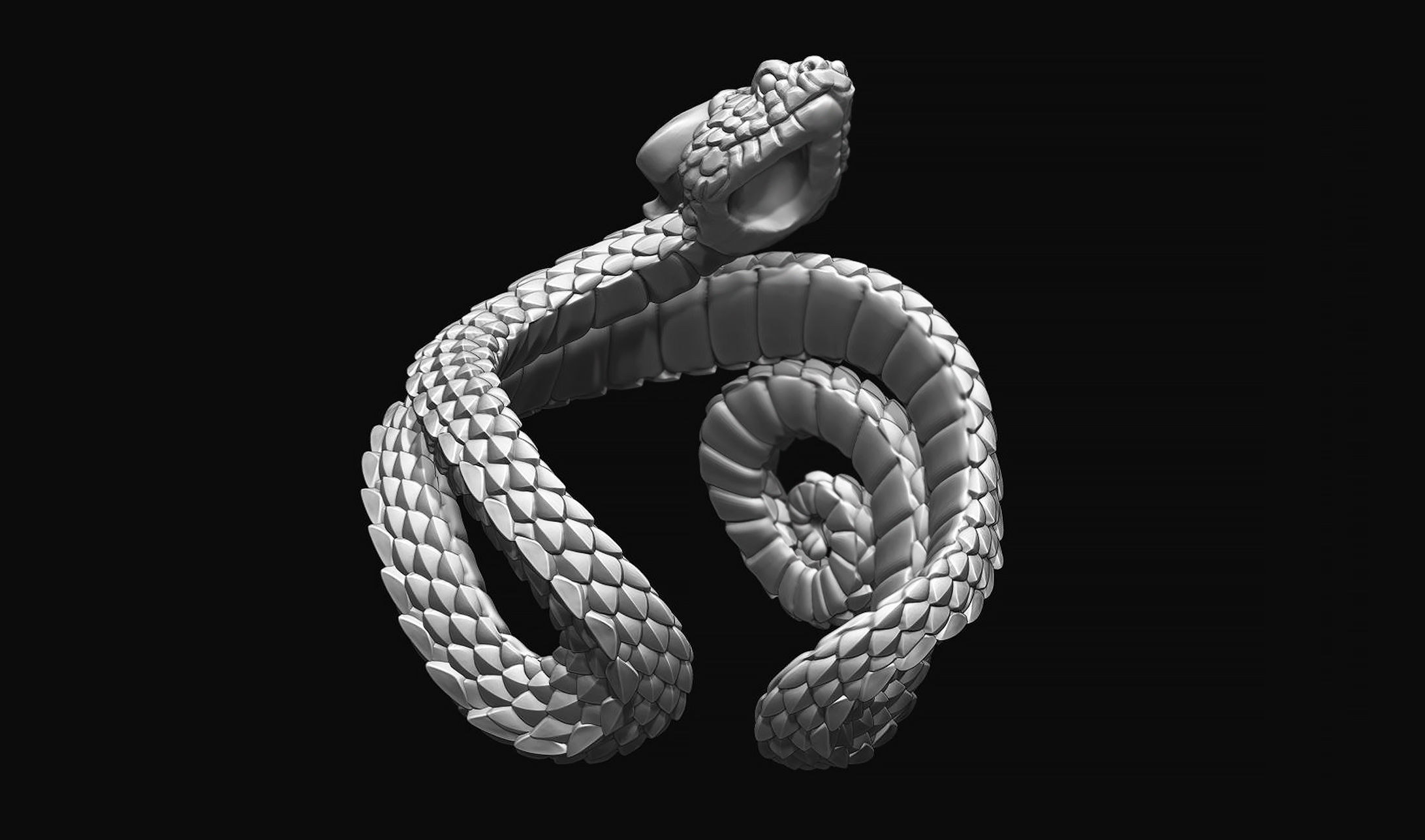 Viper Snake Ring 3D print model_12