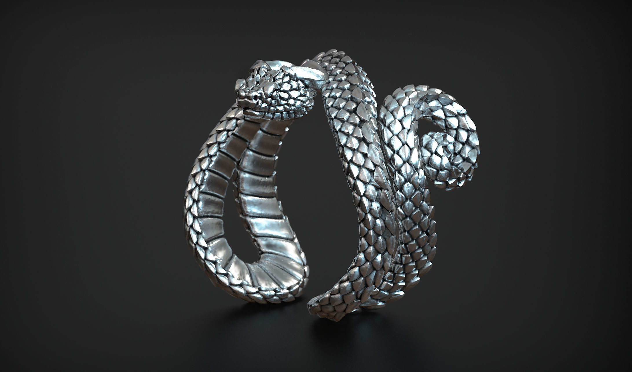 Viper Snake Ring 3D print model_9