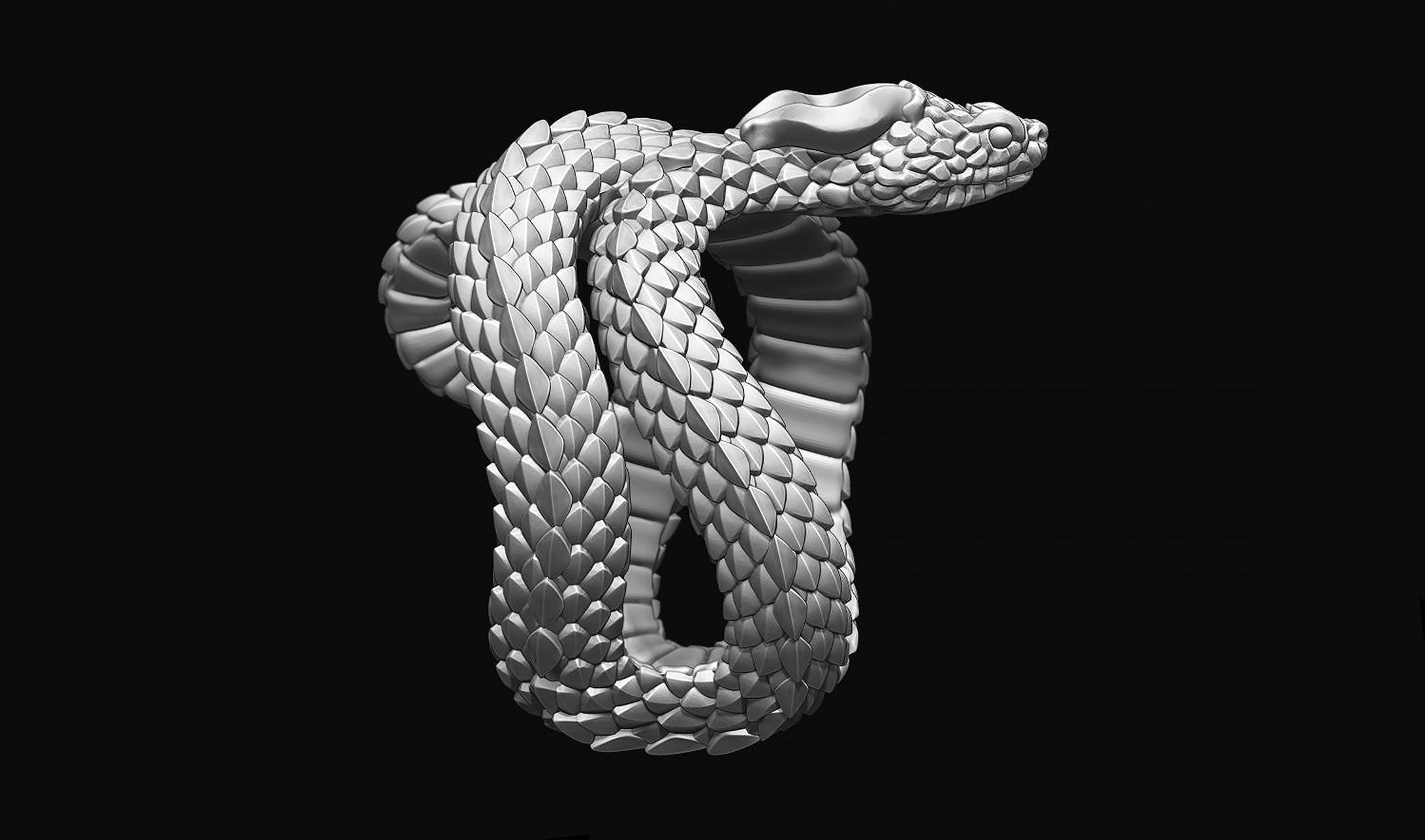 Viper Snake Ring 3D print model_11