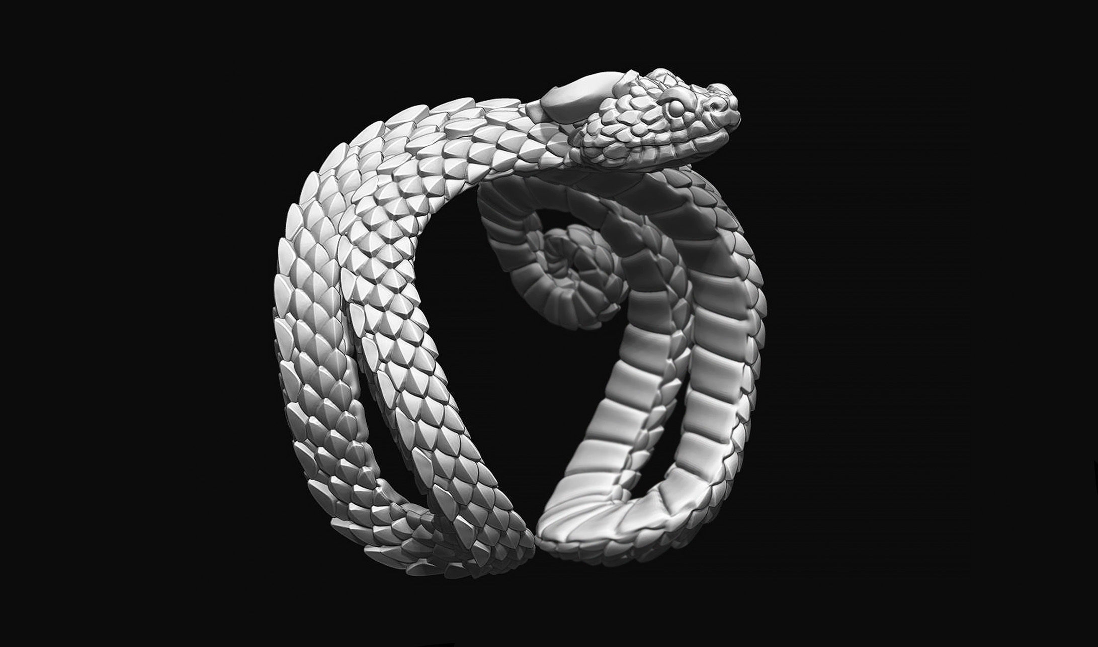 Viper Snake Ring 3D print model_10