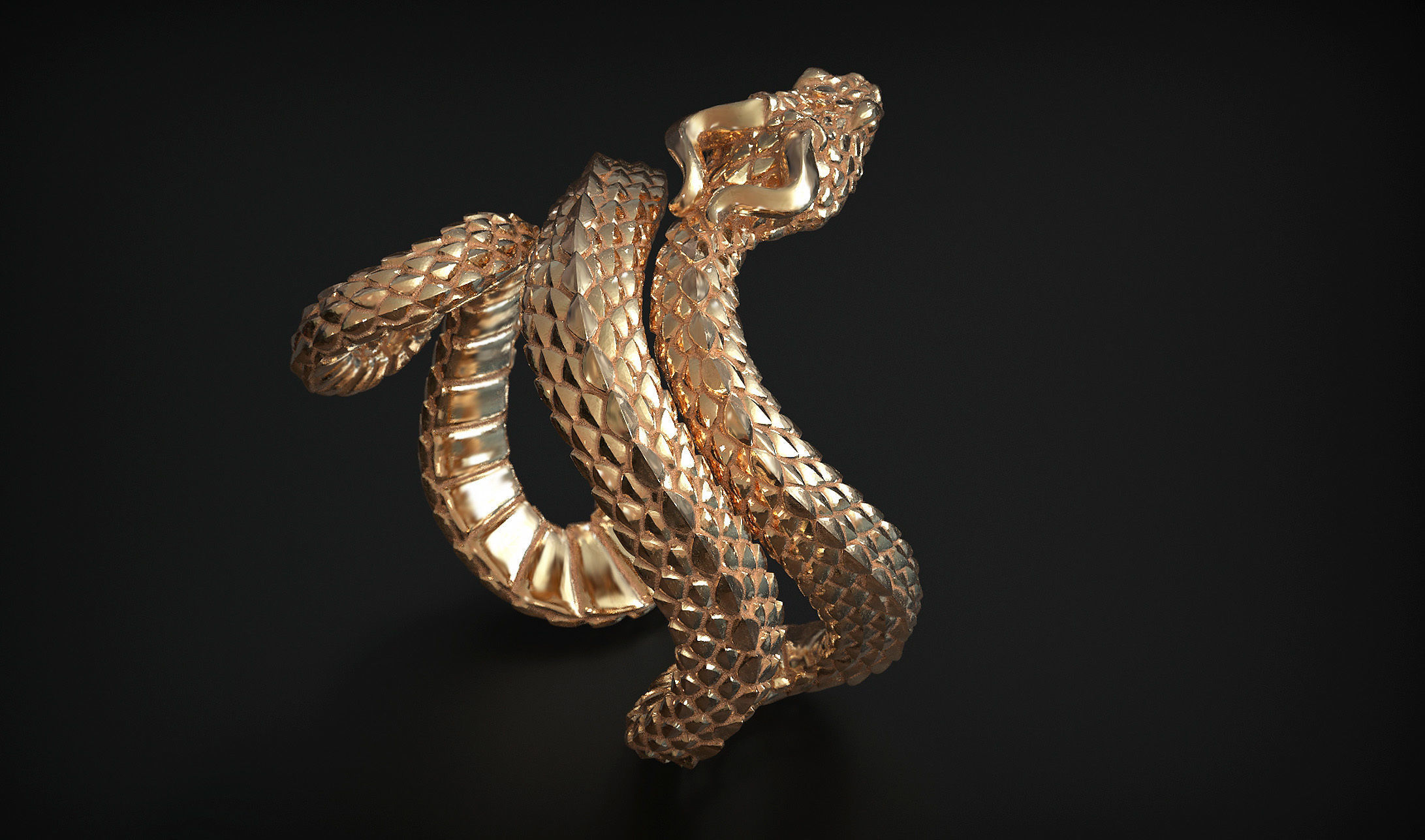 Viper Snake Ring 3D print model_2