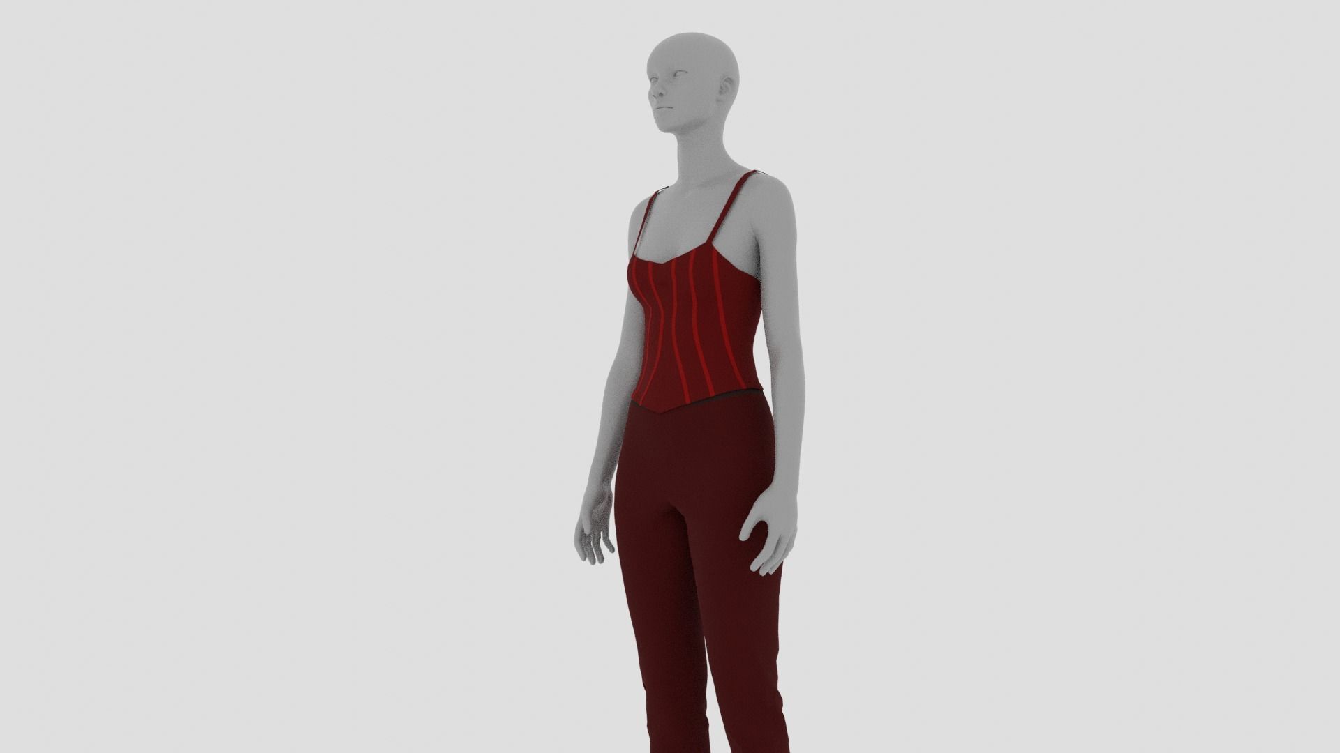 Womens Dress - Female Outfit Clothes Low-poly 3D model_8
