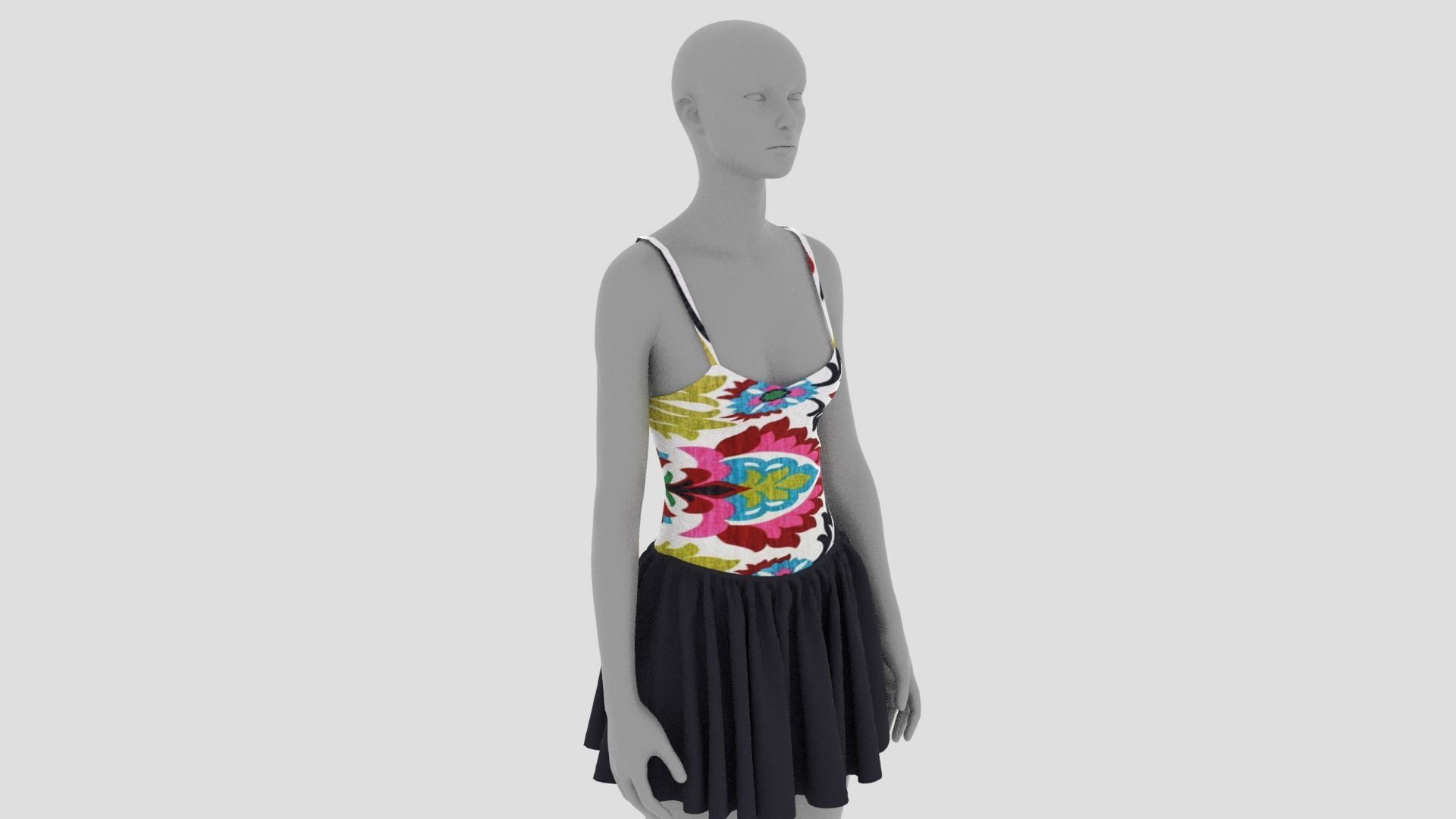 Womens Dress - Female Outfit Clothes Low-poly 3D model_9