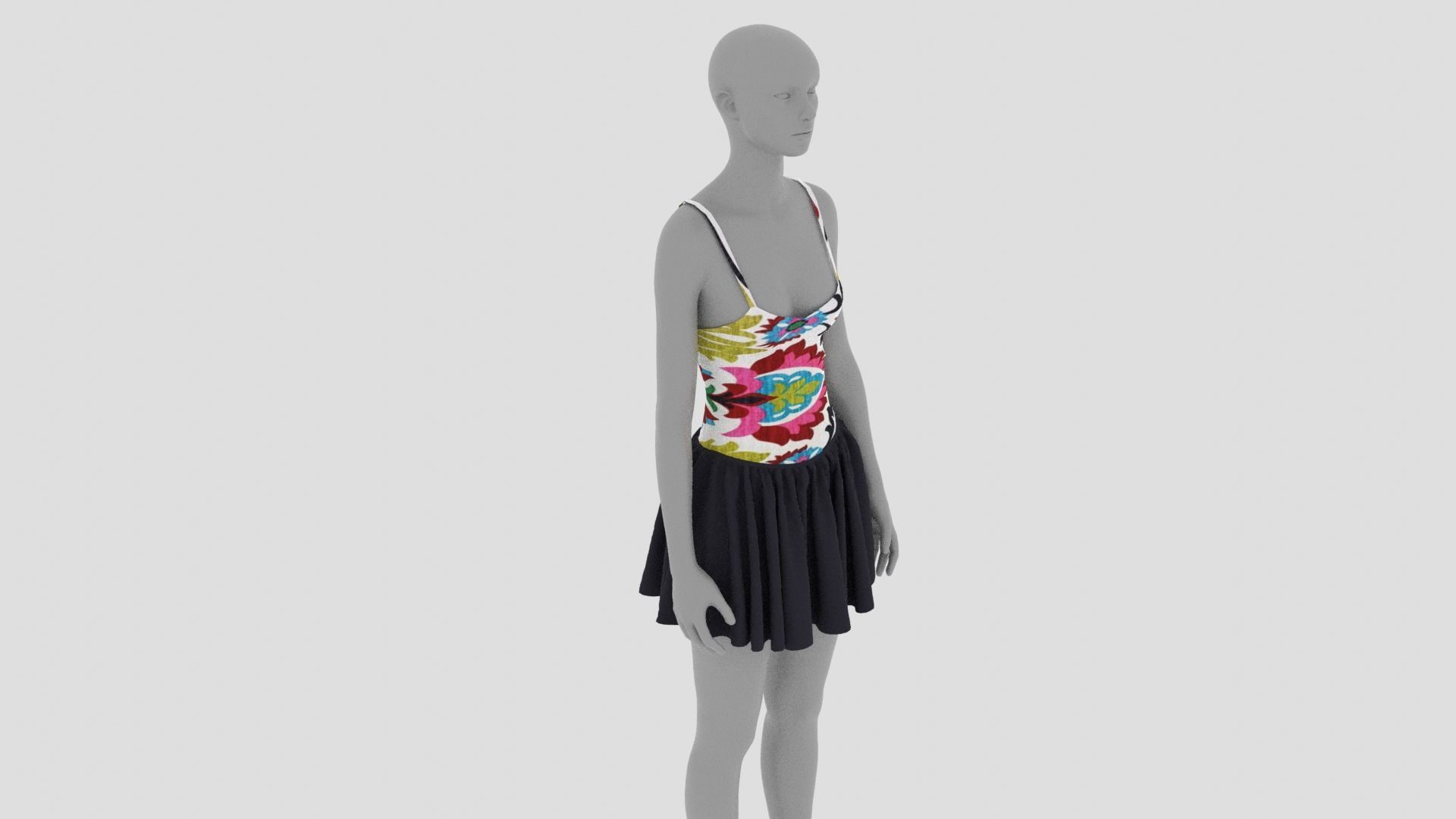 Womens Dress - Female Outfit Clothes Low-poly 3D model_3