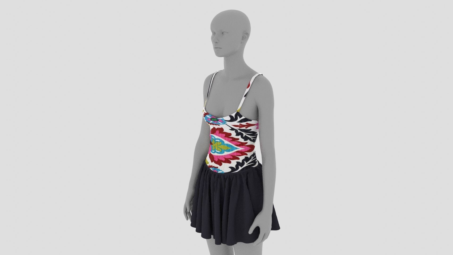Womens Dress - Female Outfit Clothes Low-poly 3D model_14