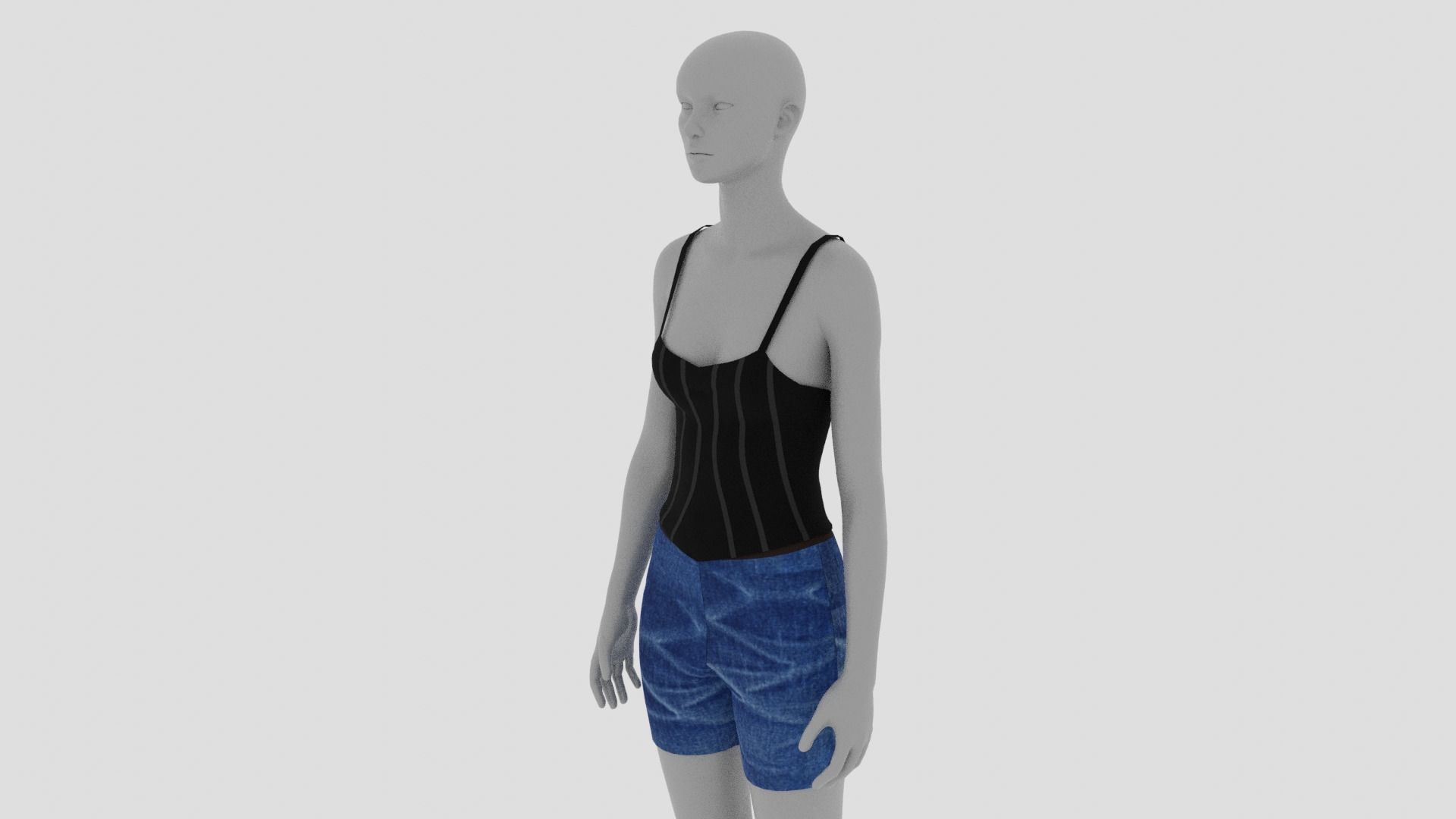 Womens Dress - Female Outfit Clothes Low-poly 3D model_14