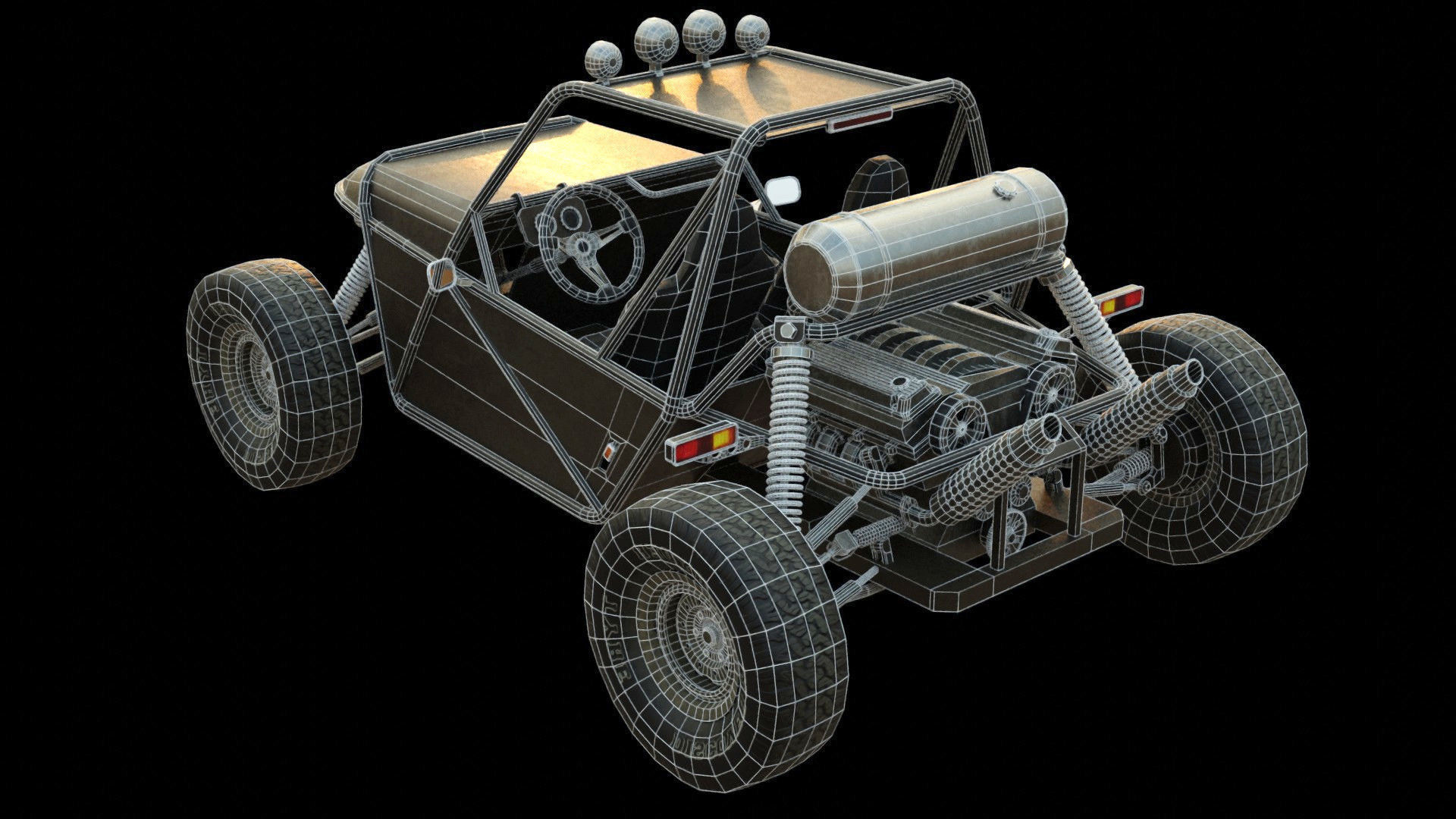 Dune buggy Low-poly 3D model_5