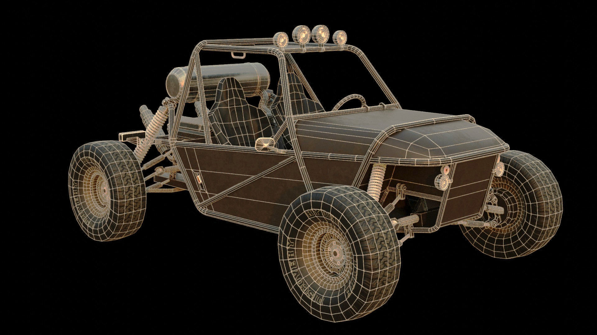 Dune buggy Low-poly 3D model_4