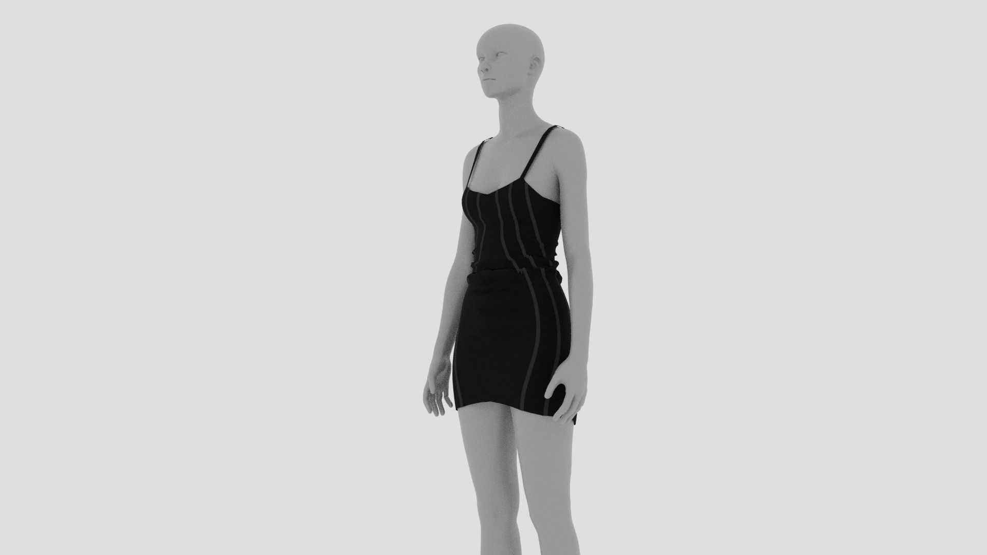 Womens Dress - Female Outfit Clothes Low-poly 3D model_8