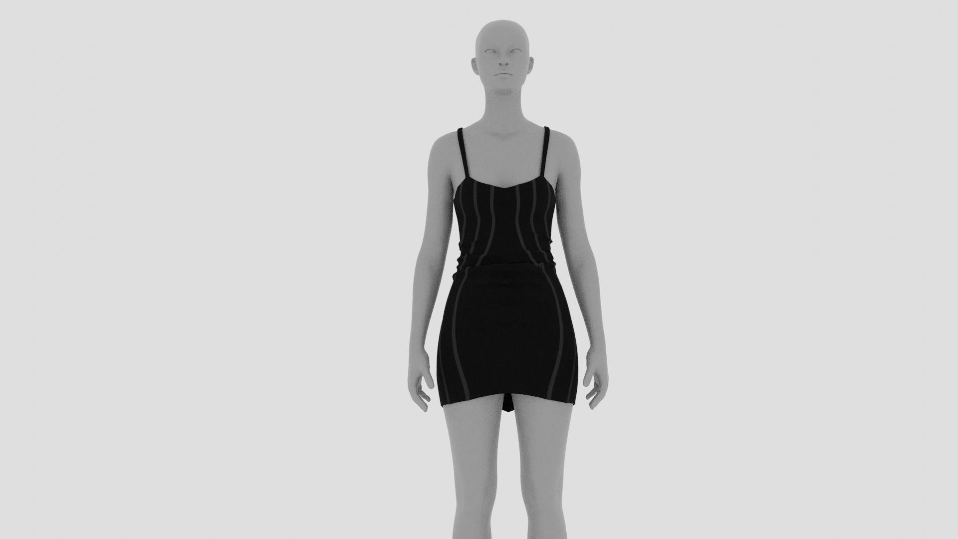 Womens Dress - Female Outfit Clothes Low-poly 3D model_7