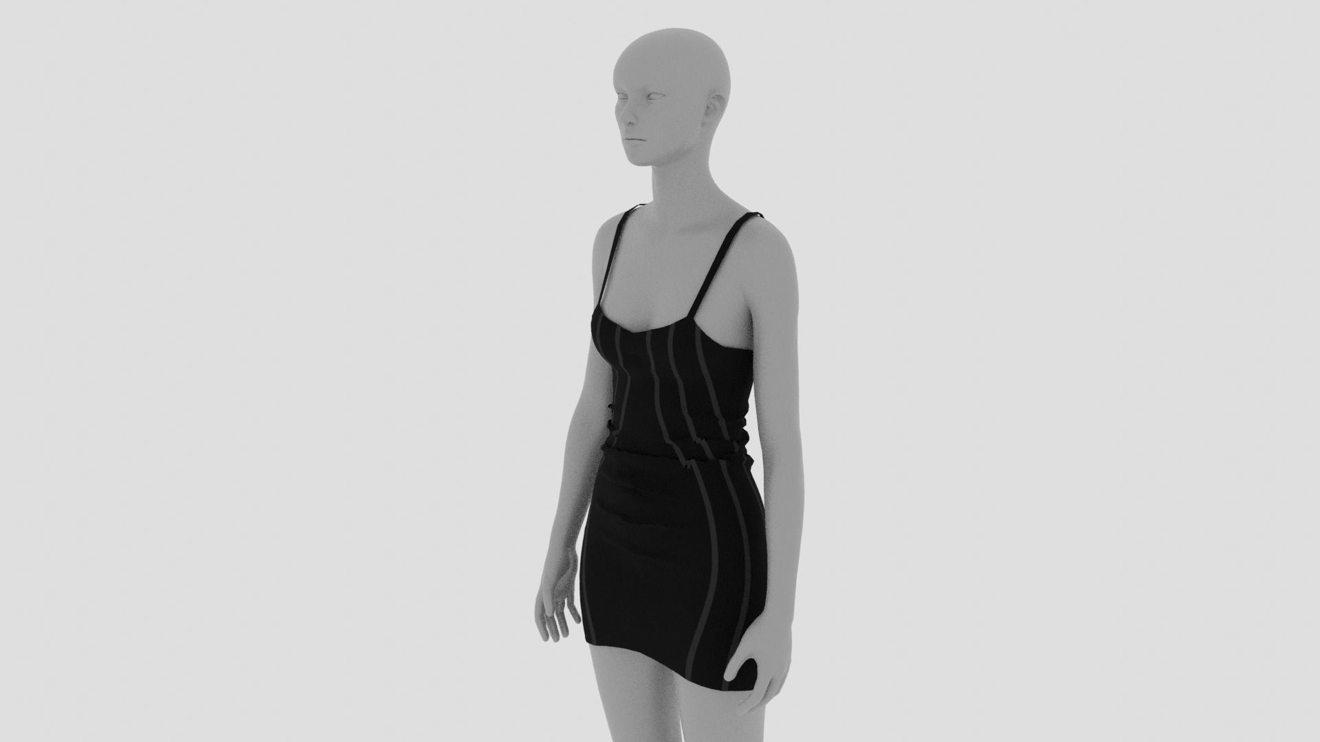 Womens Dress - Female Outfit Clothes Low-poly 3D model_14