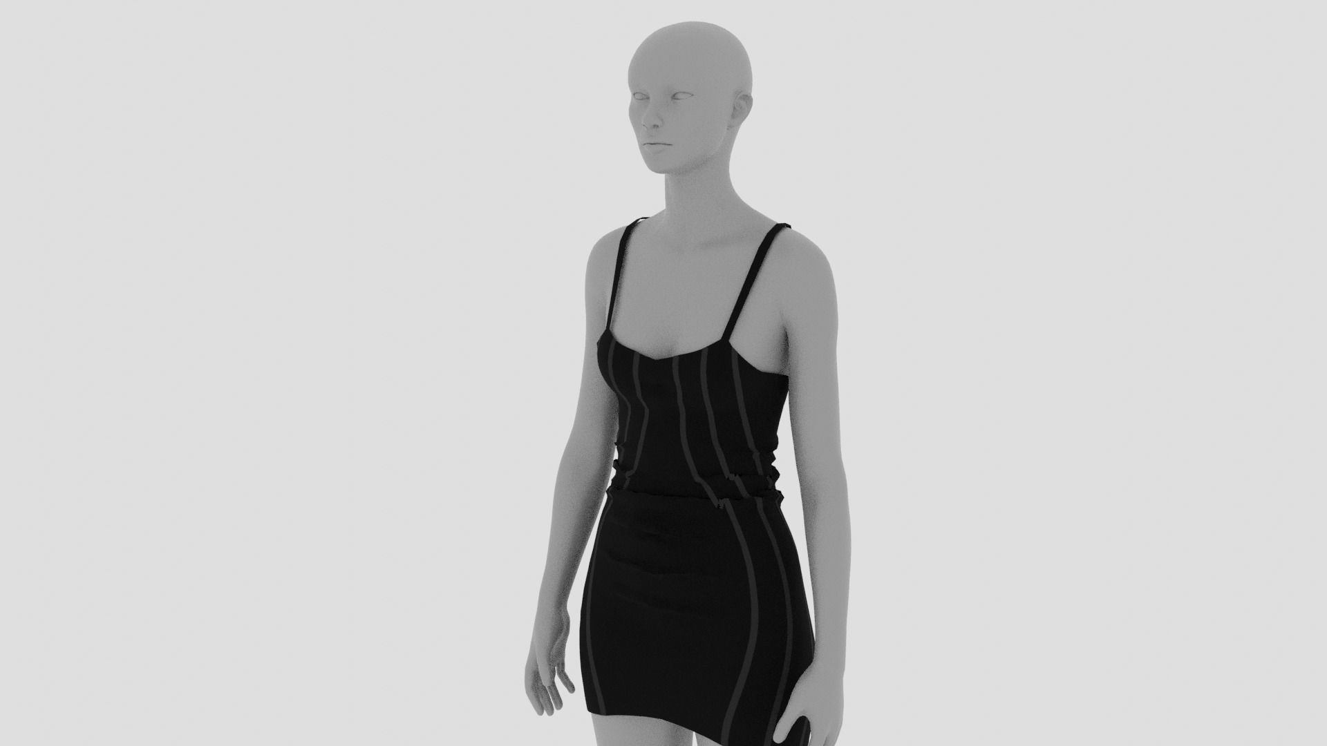 Womens Dress - Female Outfit Clothes Low-poly 3D model_11