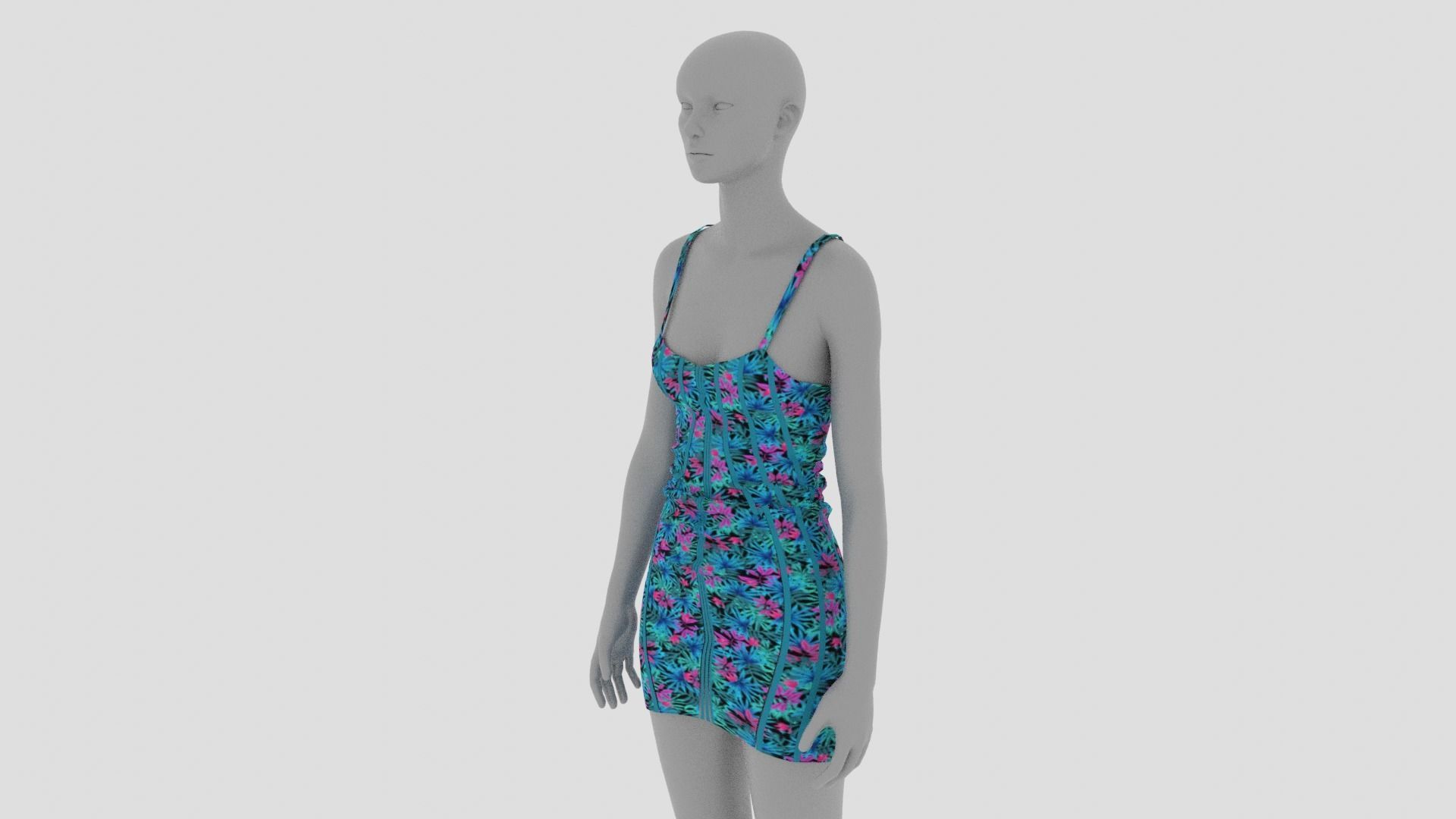 Womens Dress - Female Outfit Clothes Low-poly 3D model_14
