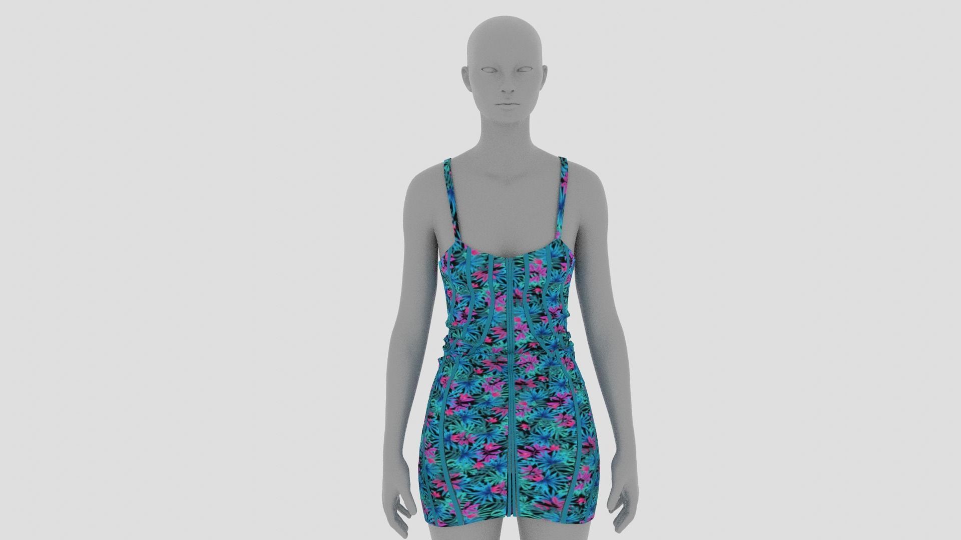 Womens Dress - Female Outfit Clothes Low-poly 3D model_10