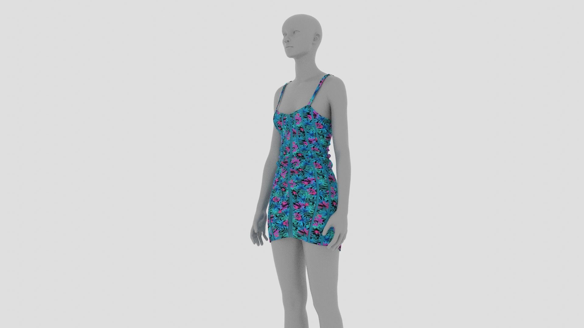 Womens Dress - Female Outfit Clothes Low-poly 3D model_8