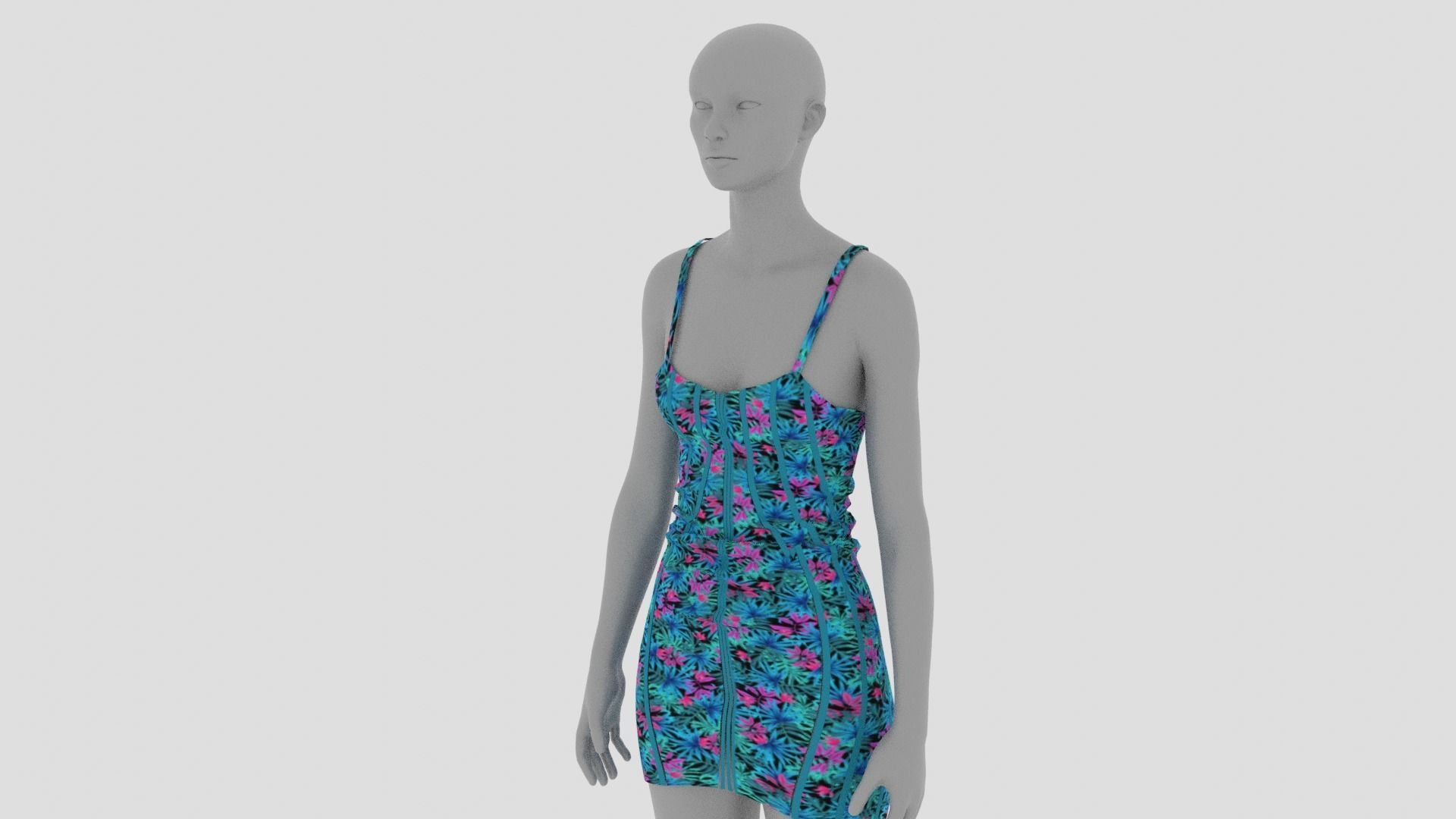 Womens Dress - Female Outfit Clothes Low-poly 3D model_11