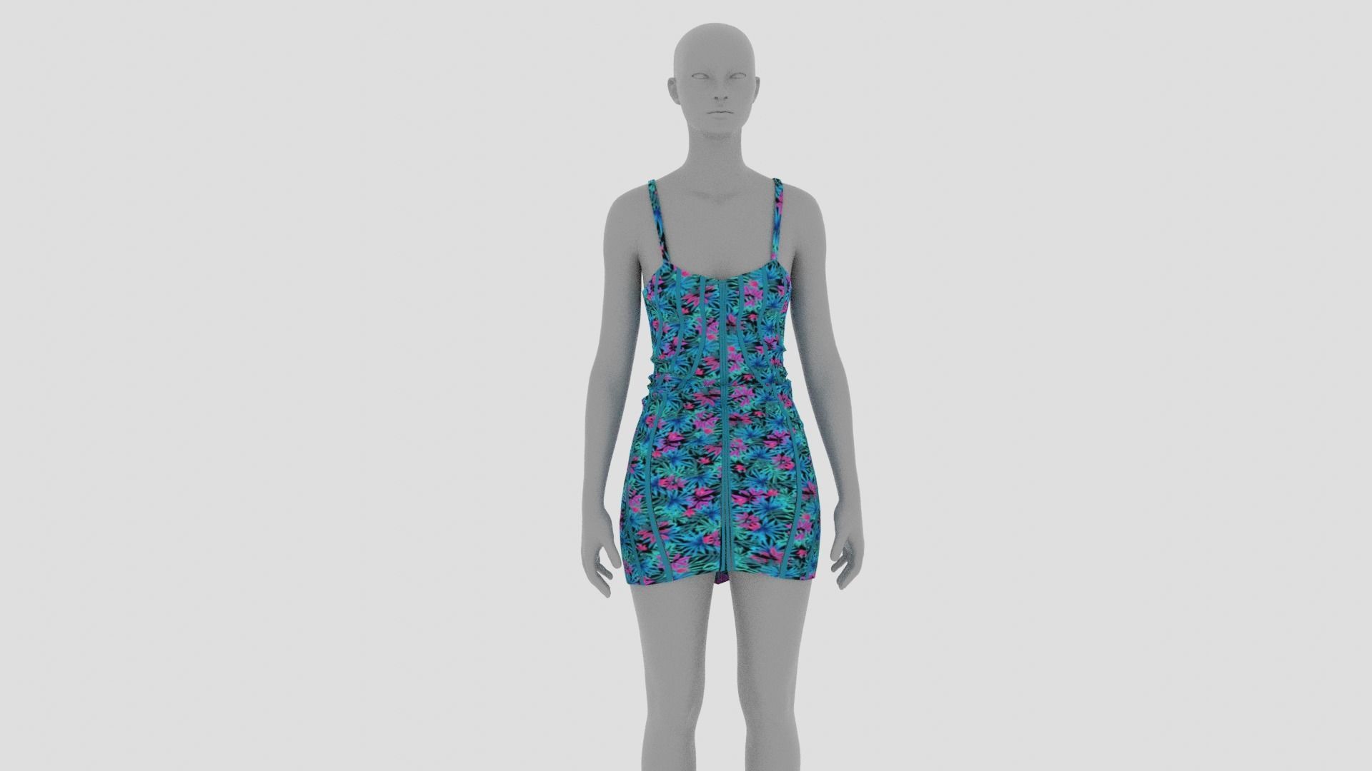 Womens Dress - Female Outfit Clothes Low-poly 3D model_16