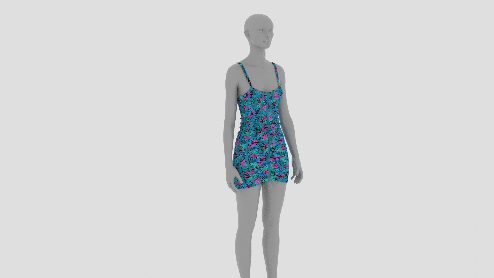 Womens Dress - Female Outfit Clothes Low-poly 3D model_1